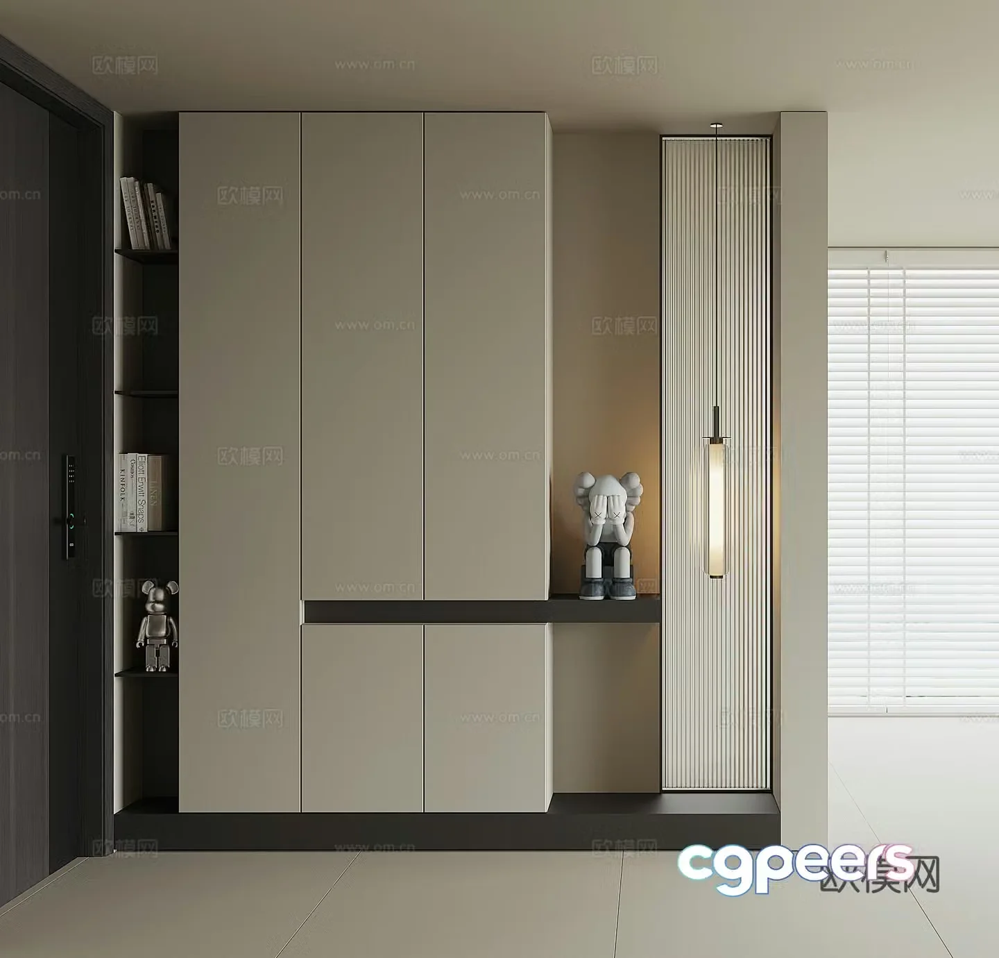 Modern home entrance shoe cabinet 3D model