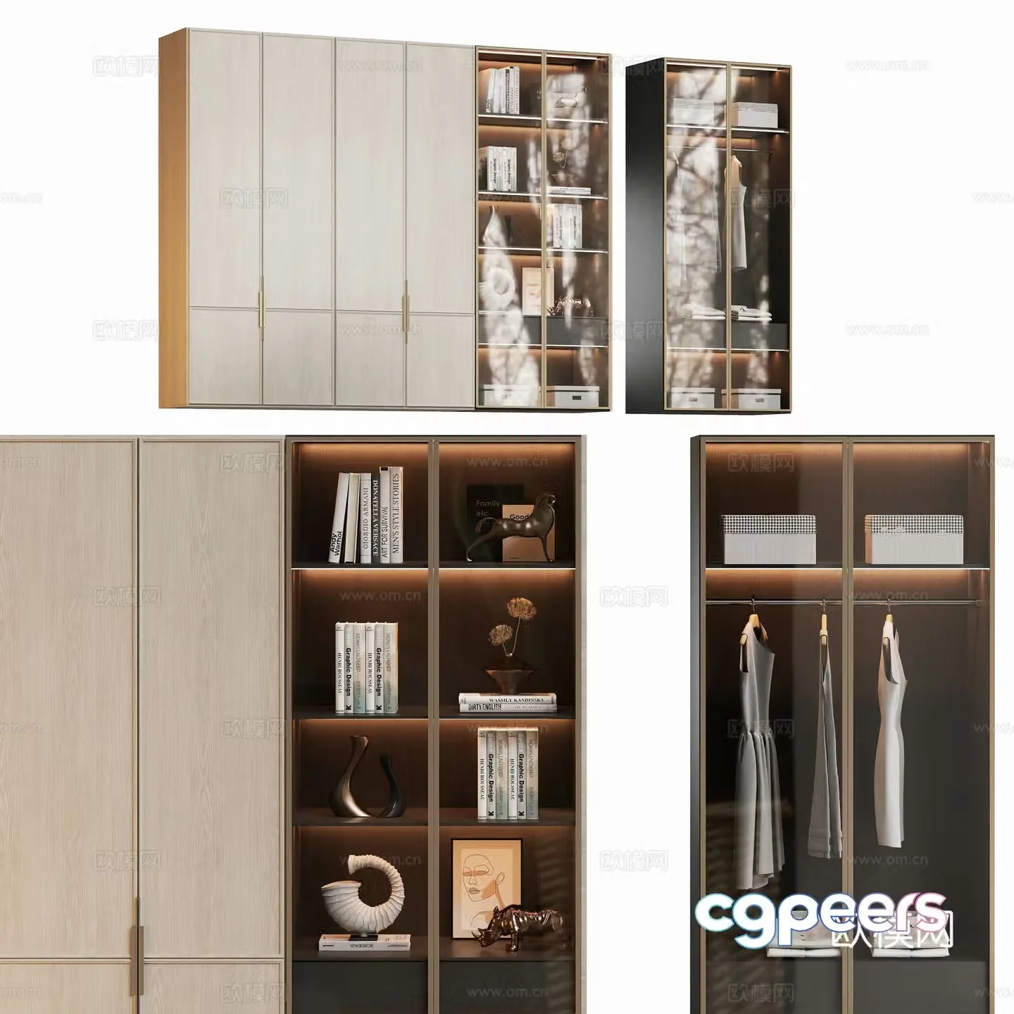 Modern glass wardrobe clothes 3d model