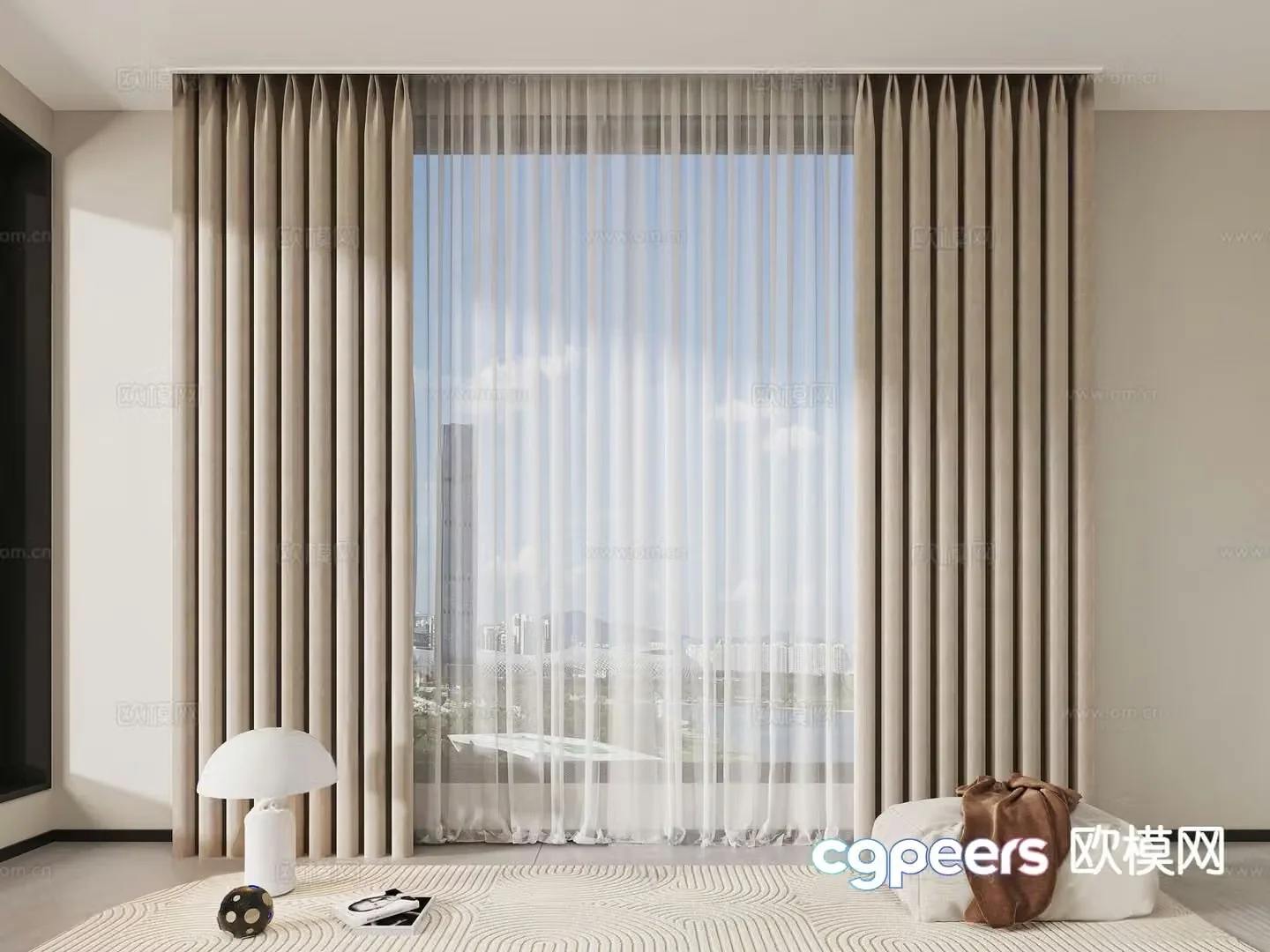 Cream wind curtain 3d model