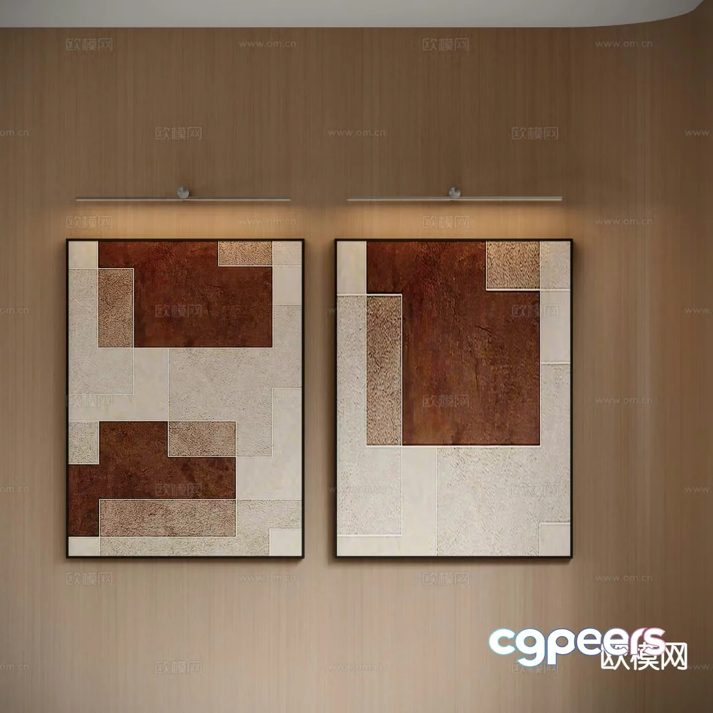 Wabi-sabi style hanging painting decorative painting abstract painting 3D model