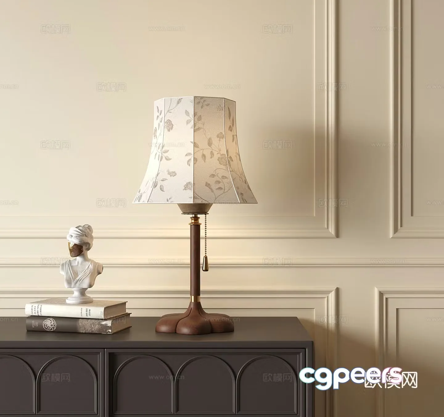 French retro table lamp 3d model