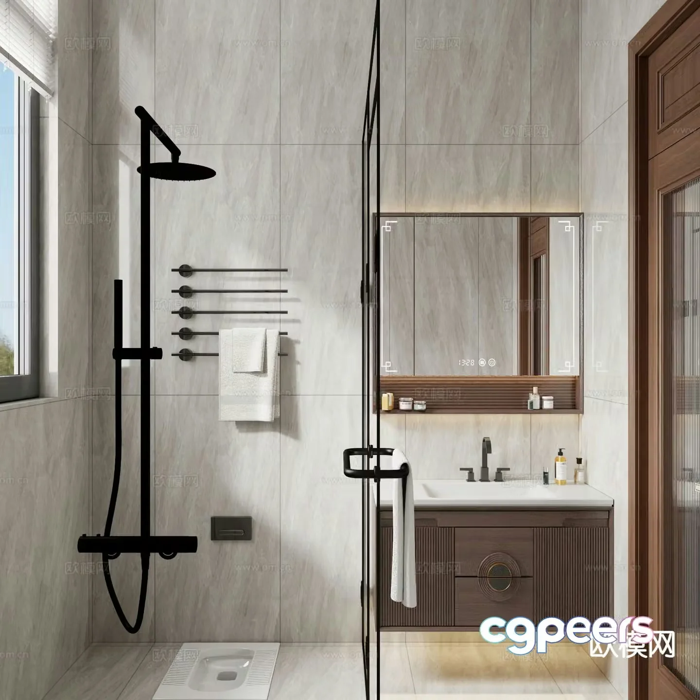 New Chinese style bathroom bathroom toilet 3d model