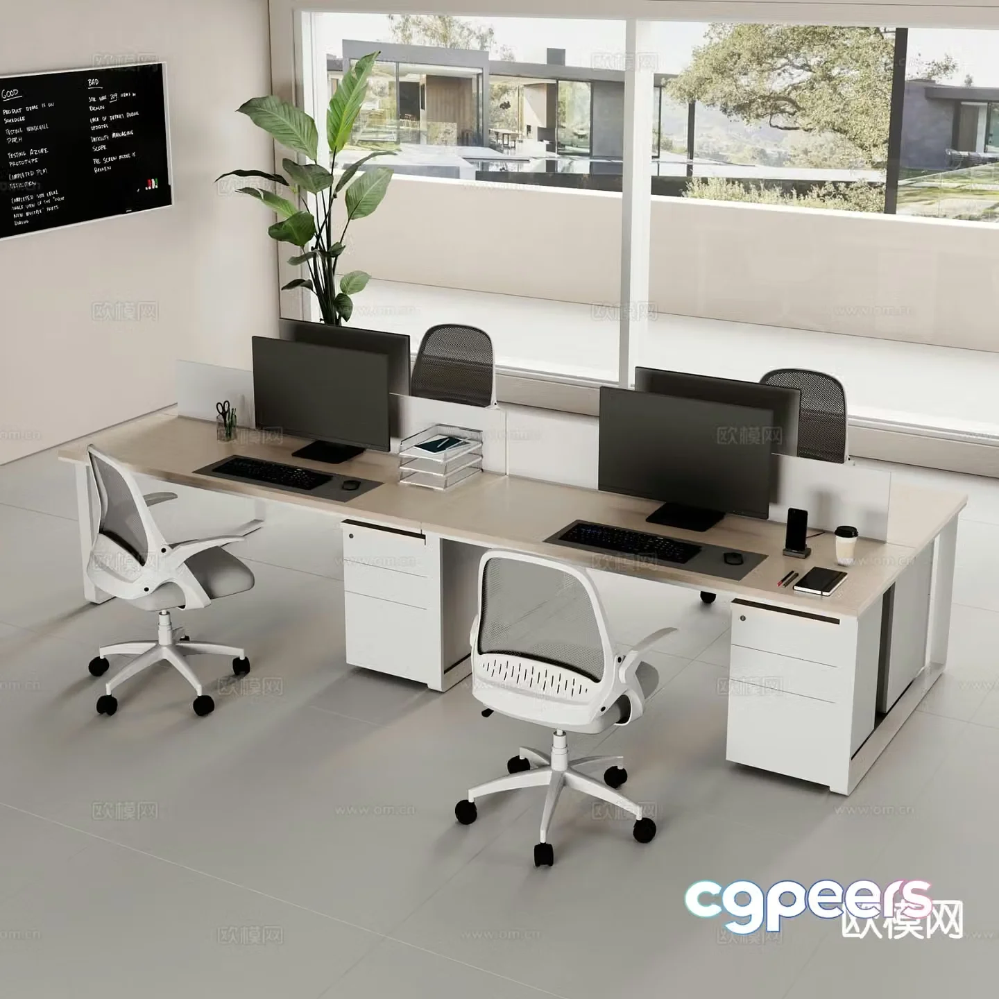 Card space desk staff desk staff desk 3d model