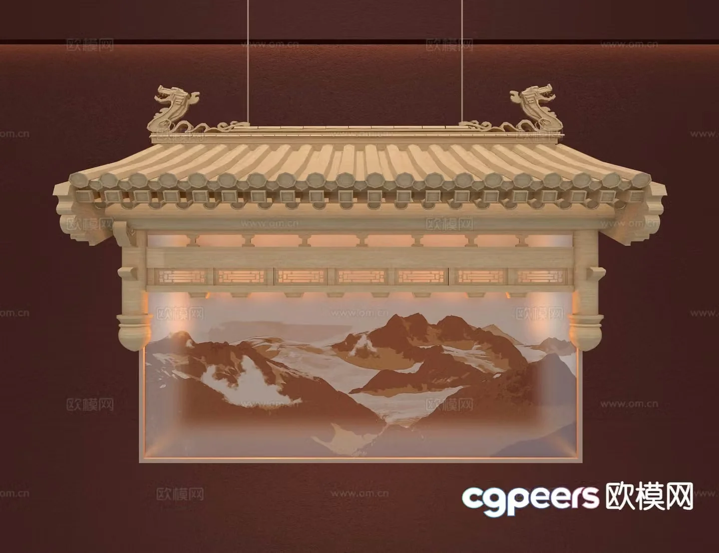 New Chinese style chandelier 3d model