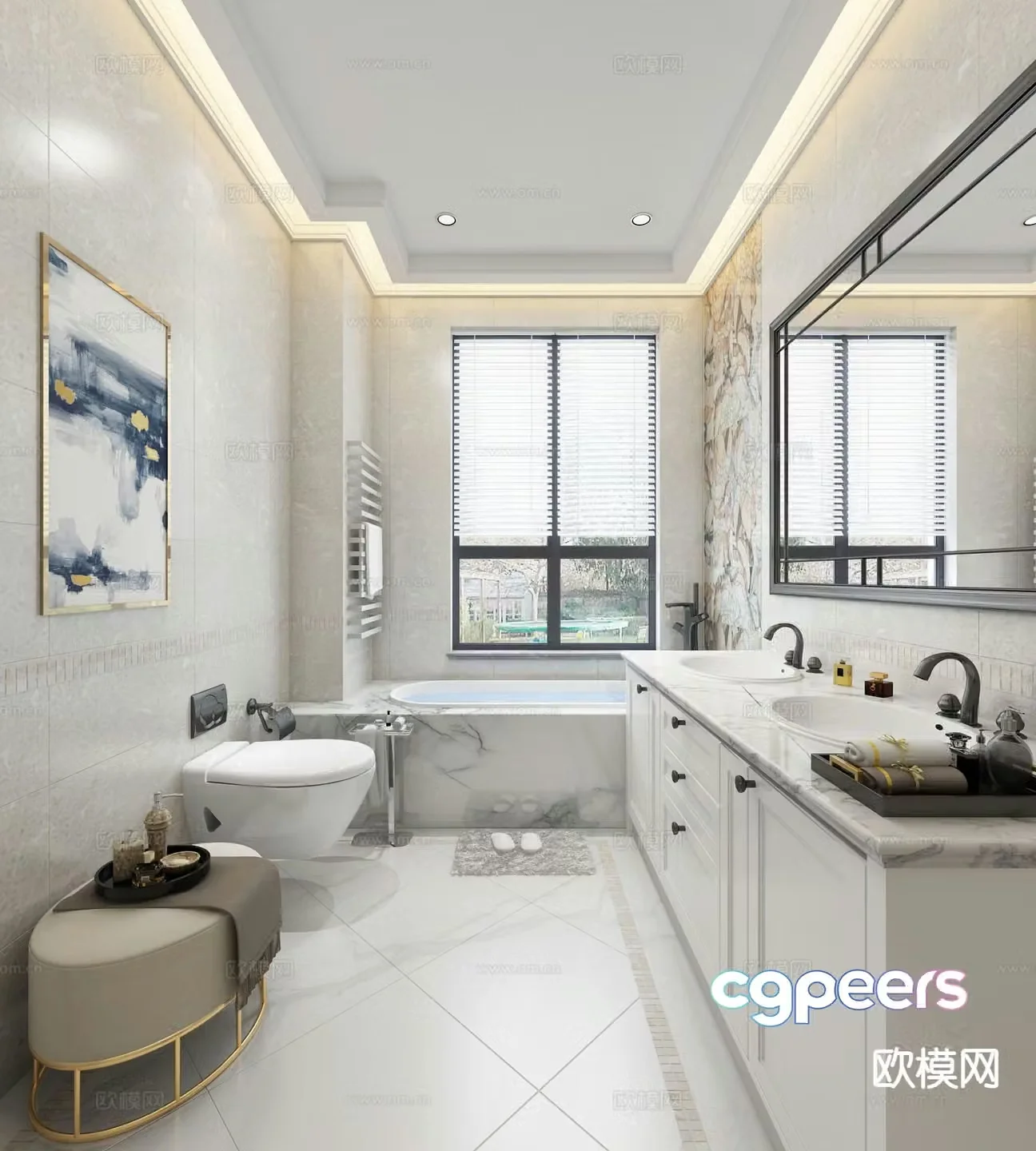 European style bathroom bathroom 3d model