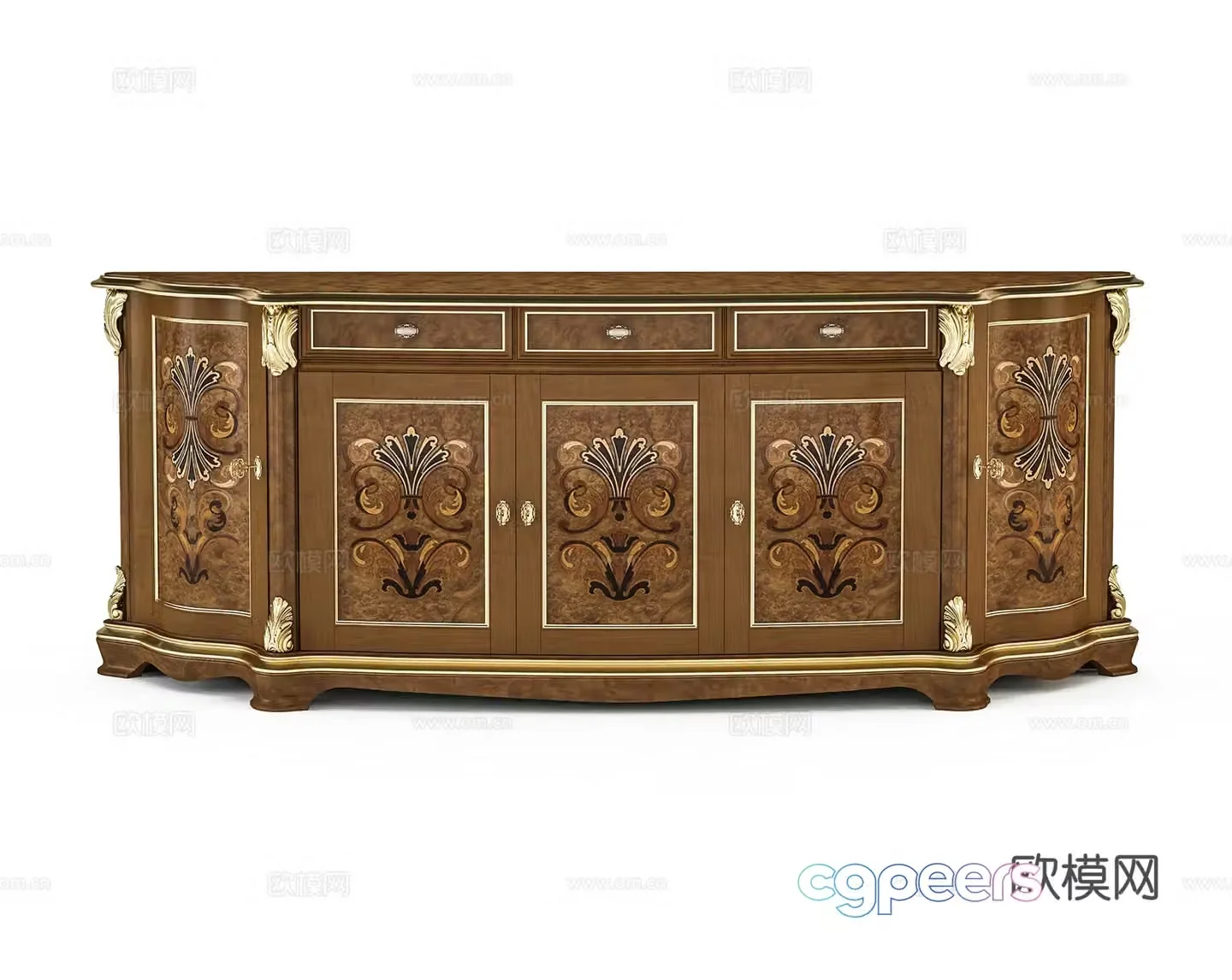 European style storage cabinet decorative cabinet side cabinet entrance cabinet 3D model