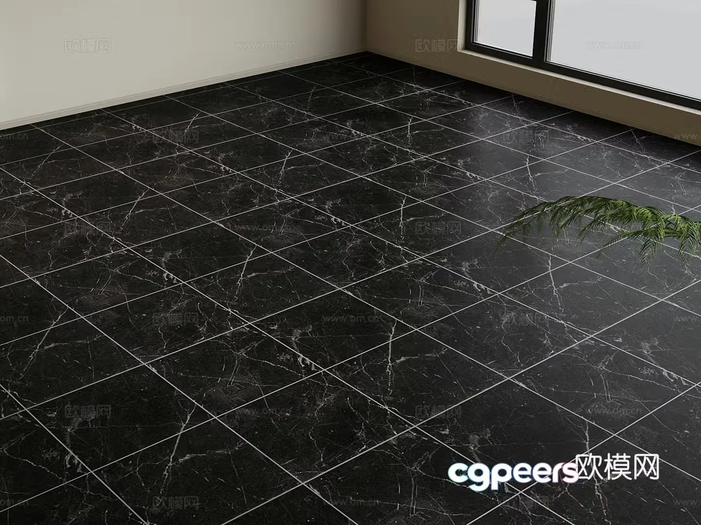 Modern floor tiles rice black marble floor 3d model