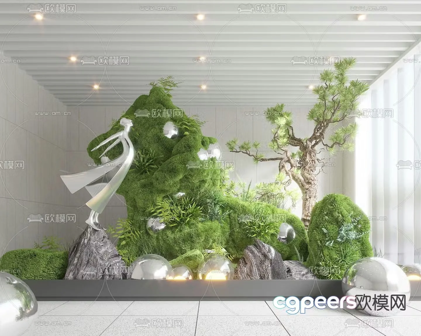 Landscape sketch indoor landscaping moss landscape wall 3D model