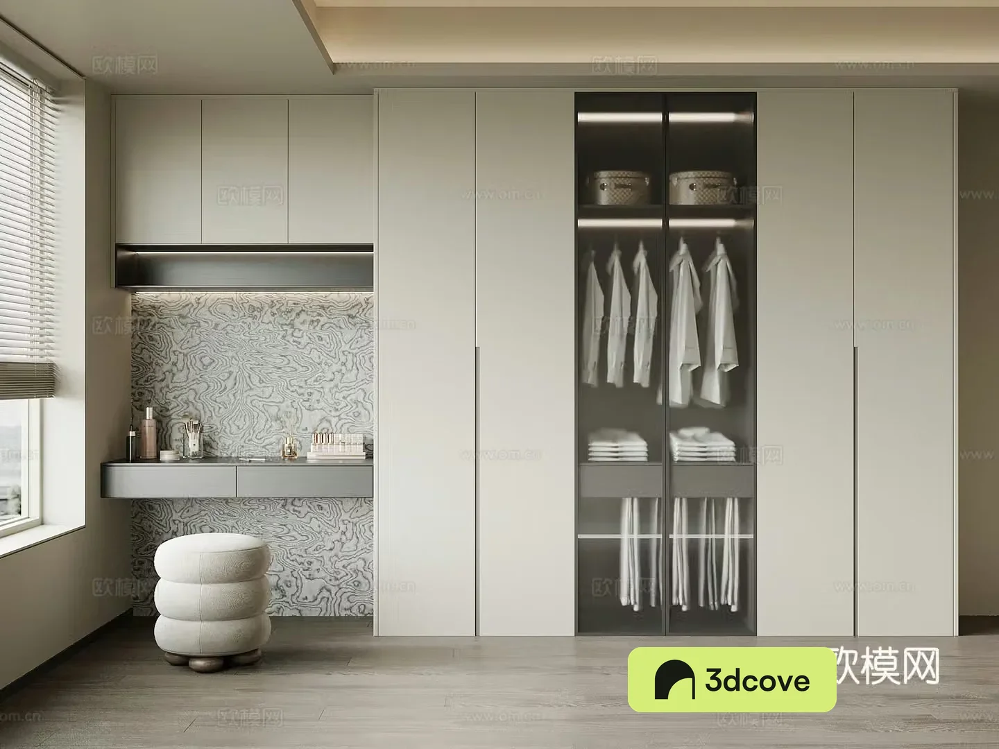 Modern Italian wardrobe dressing table integrated cabinet