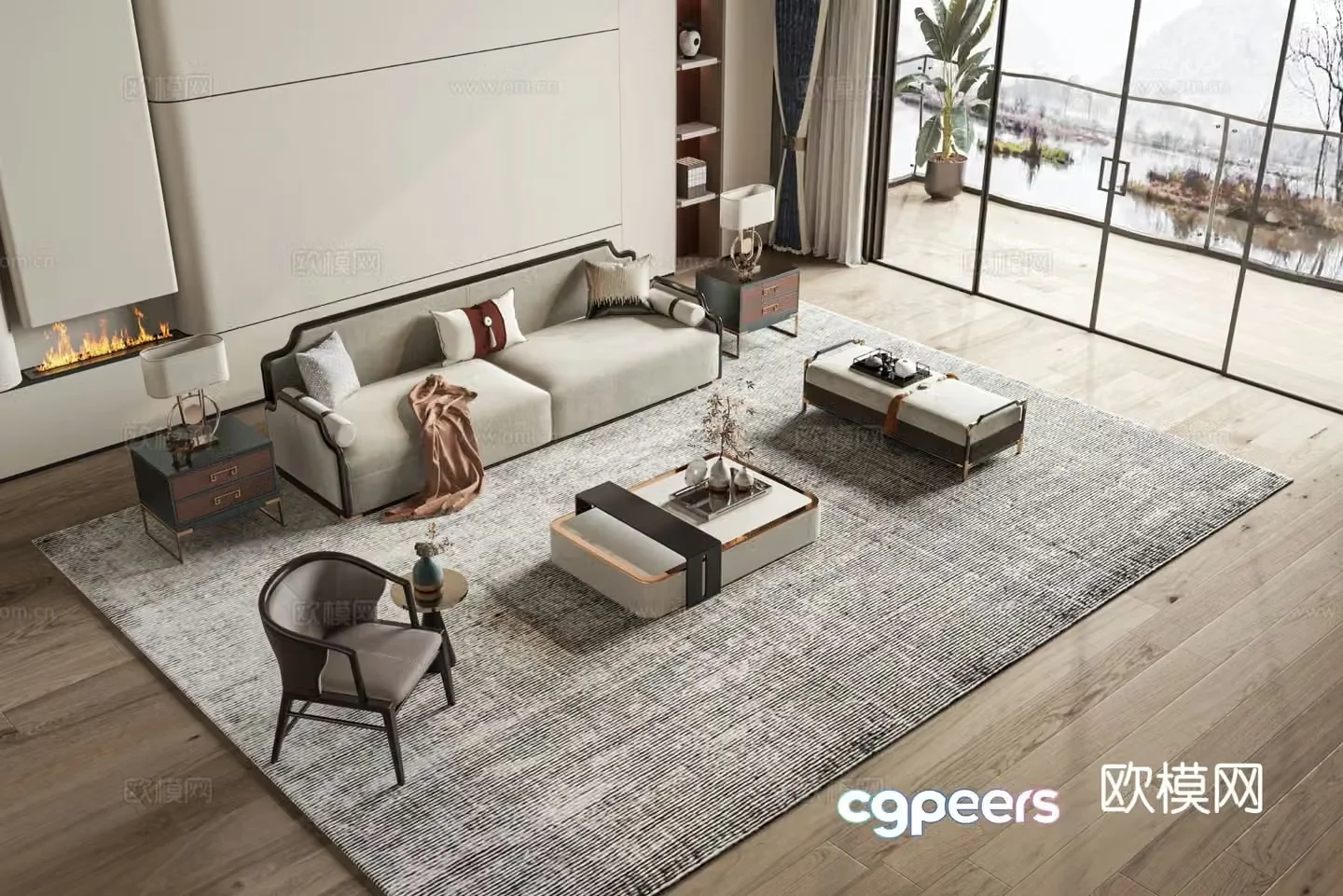 New Chinese style sofa combination sofa 3D model
