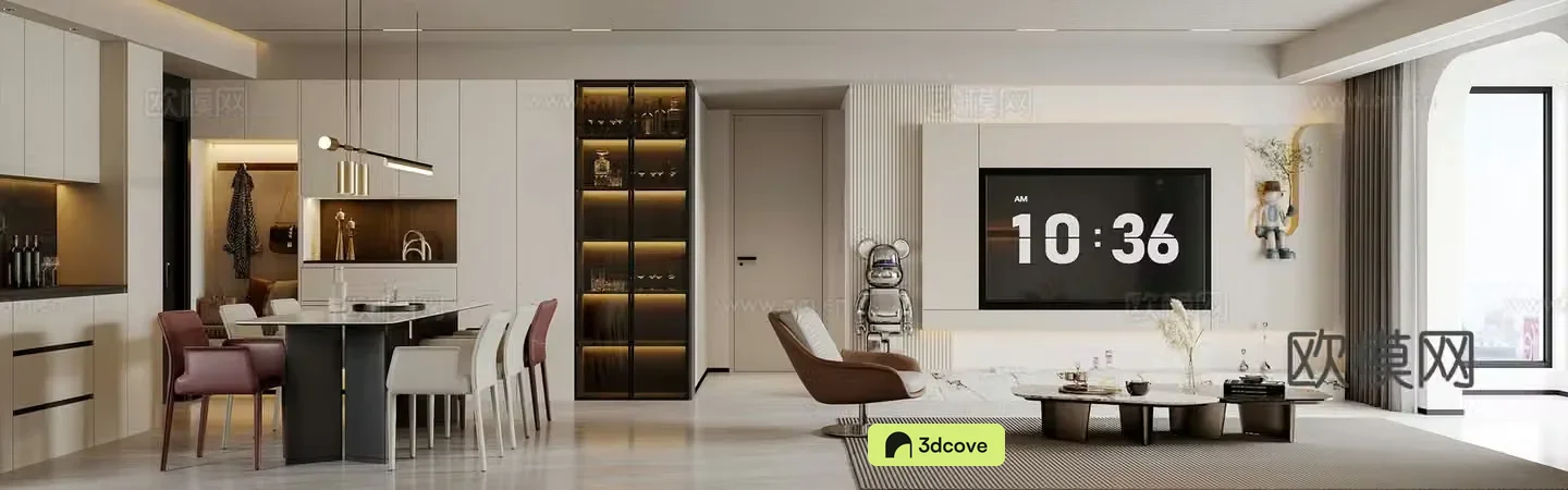 Modern minimalist living restaurant