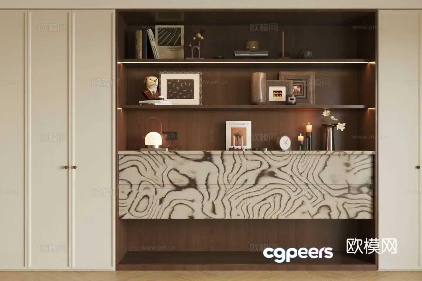 Medium cream sideboard Medium style sideboard Retro style sideboard Sideboard ornament 3D model