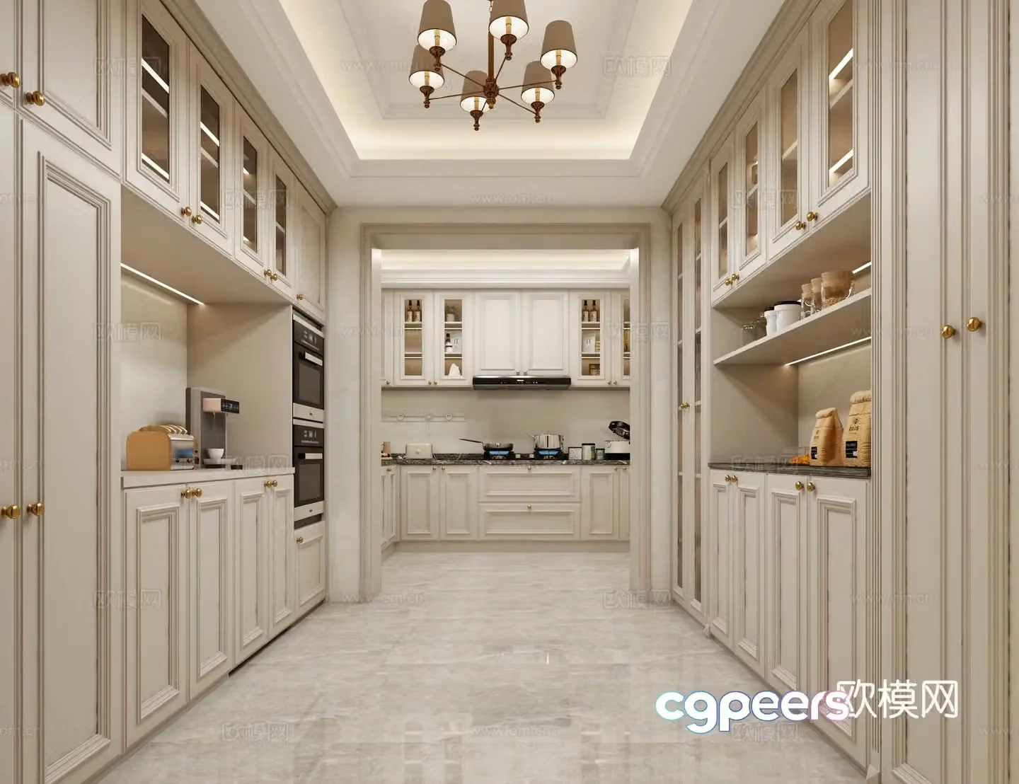 European style kitchen cabinet 3d model