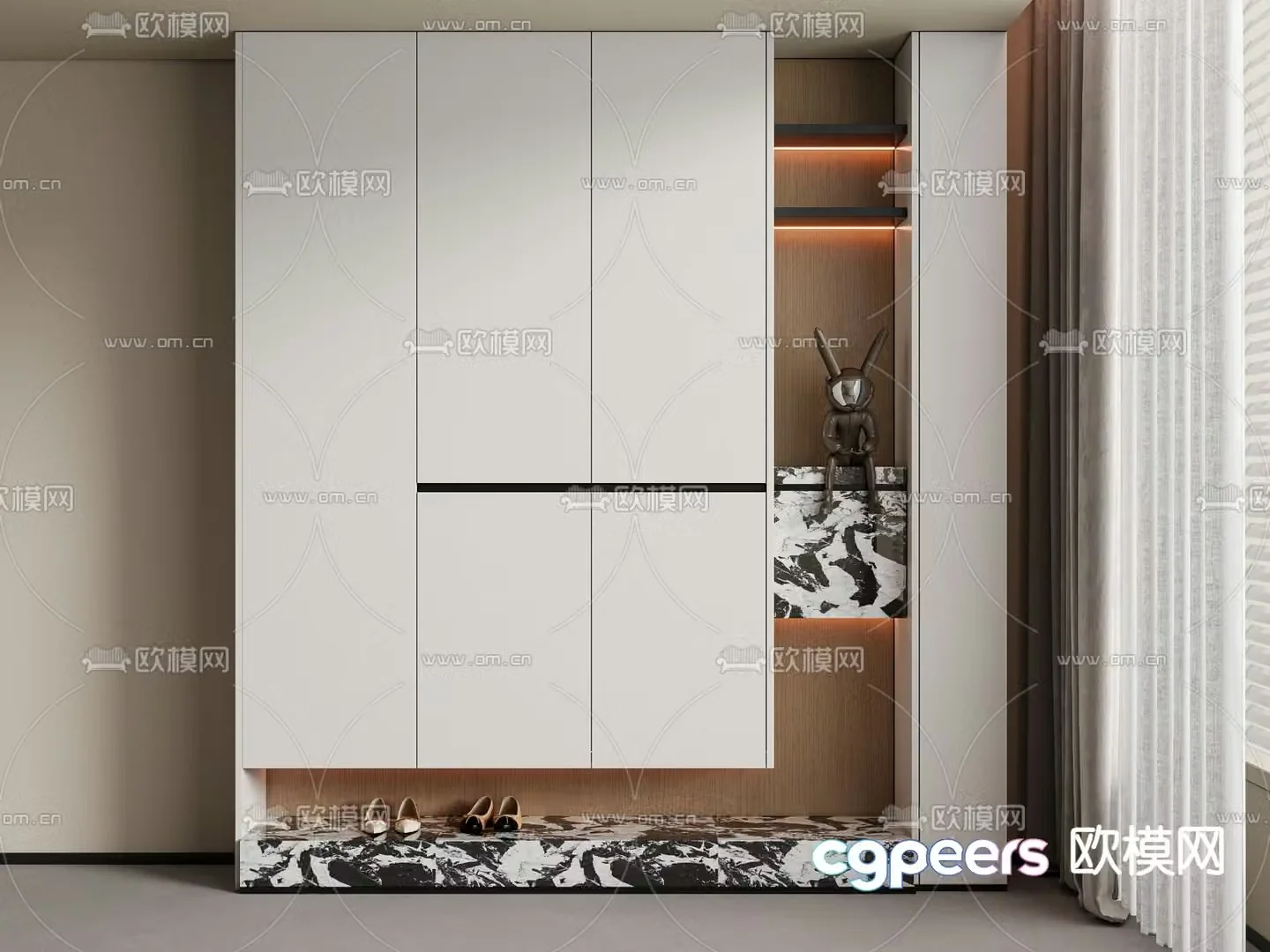 Modern entrance shoe cabinet 3d model