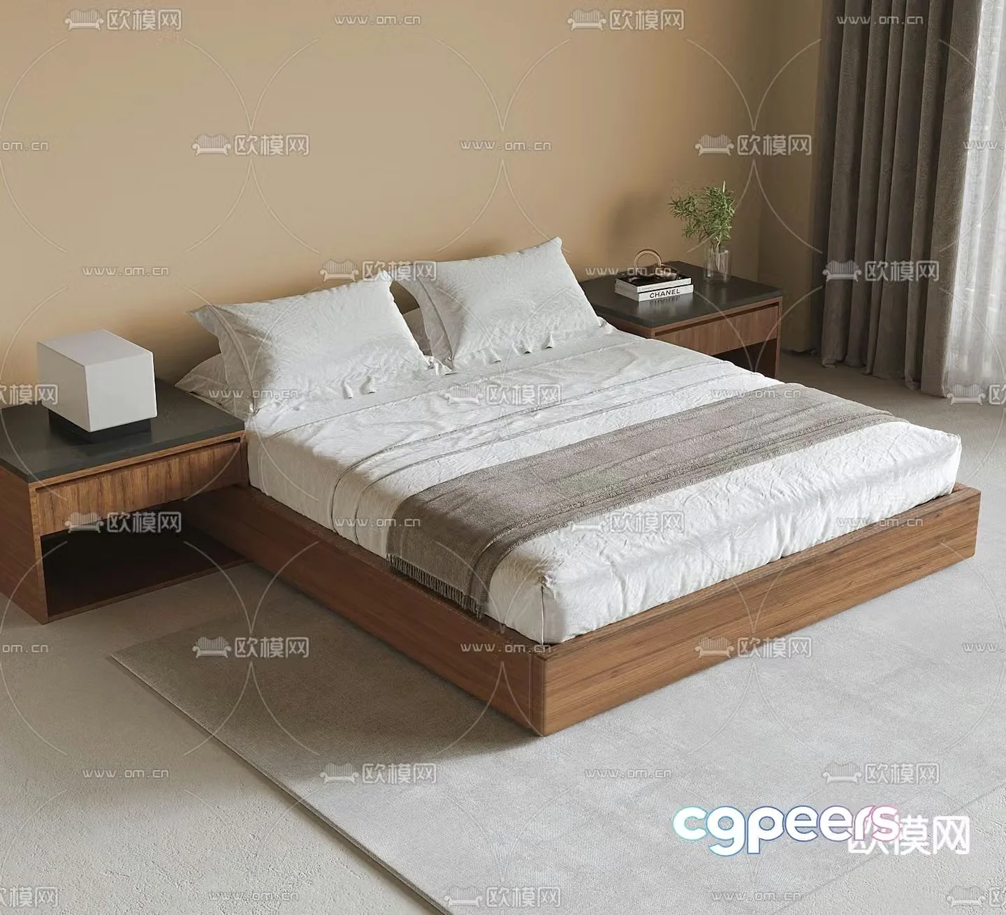 Modern double bed 3d model