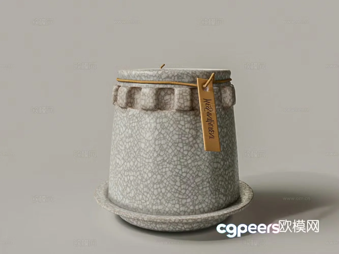 Chinese white porcelain cracked skin texture tea jar 3D model