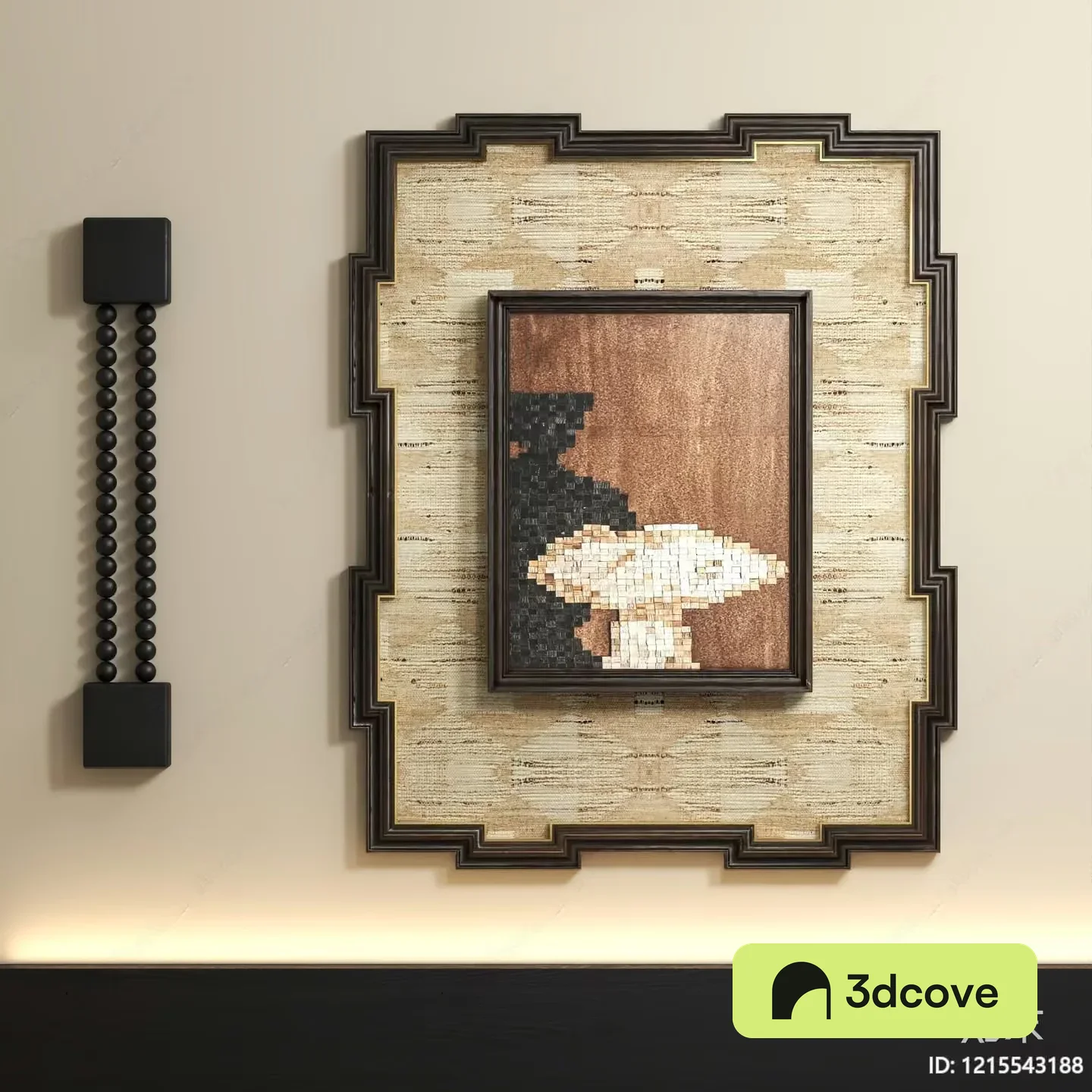 A Framed Picture Of A White Dog On A Wall