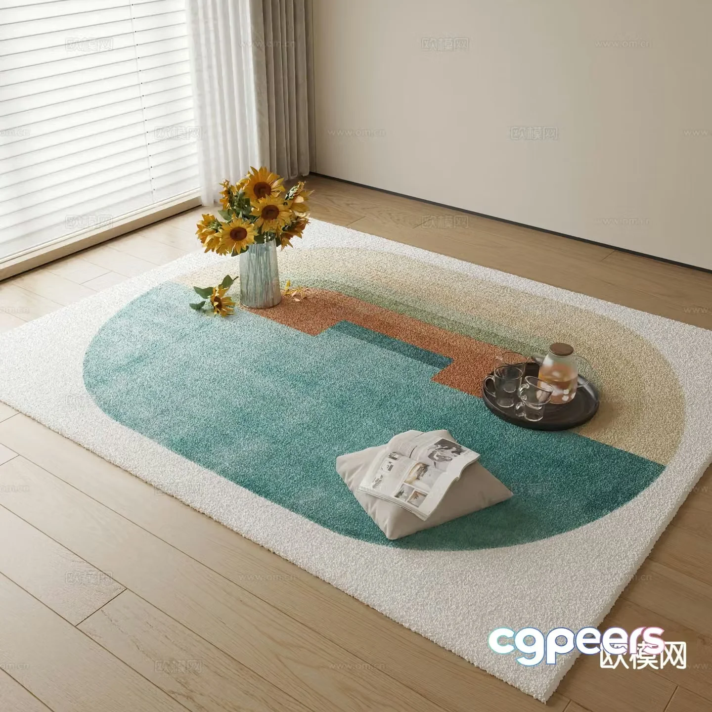 Decorative carpet square carpet 3d model