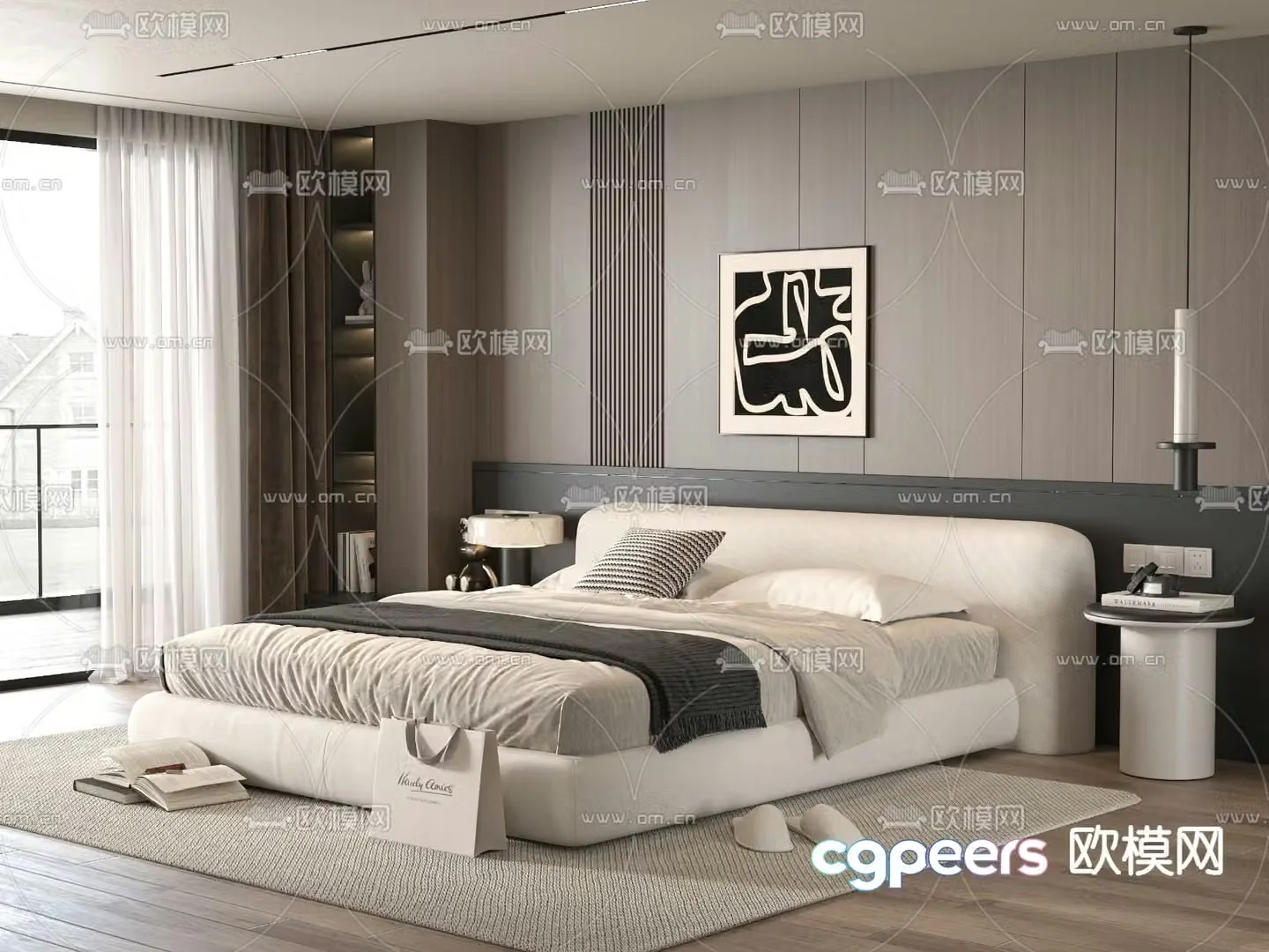 Minotti modern double bed 3d model