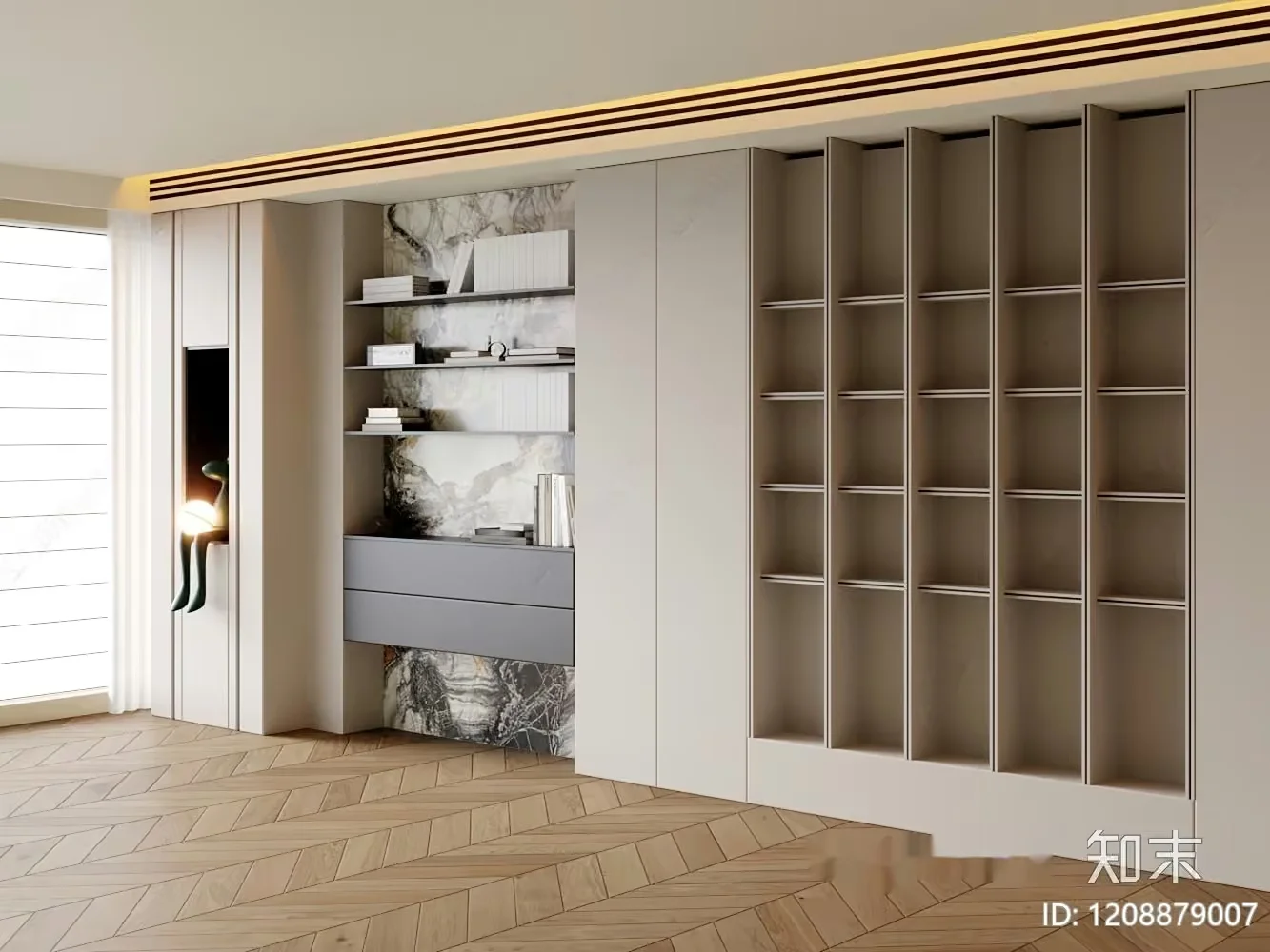 White Bookshelf 3D Model – 338 – CORONA Render