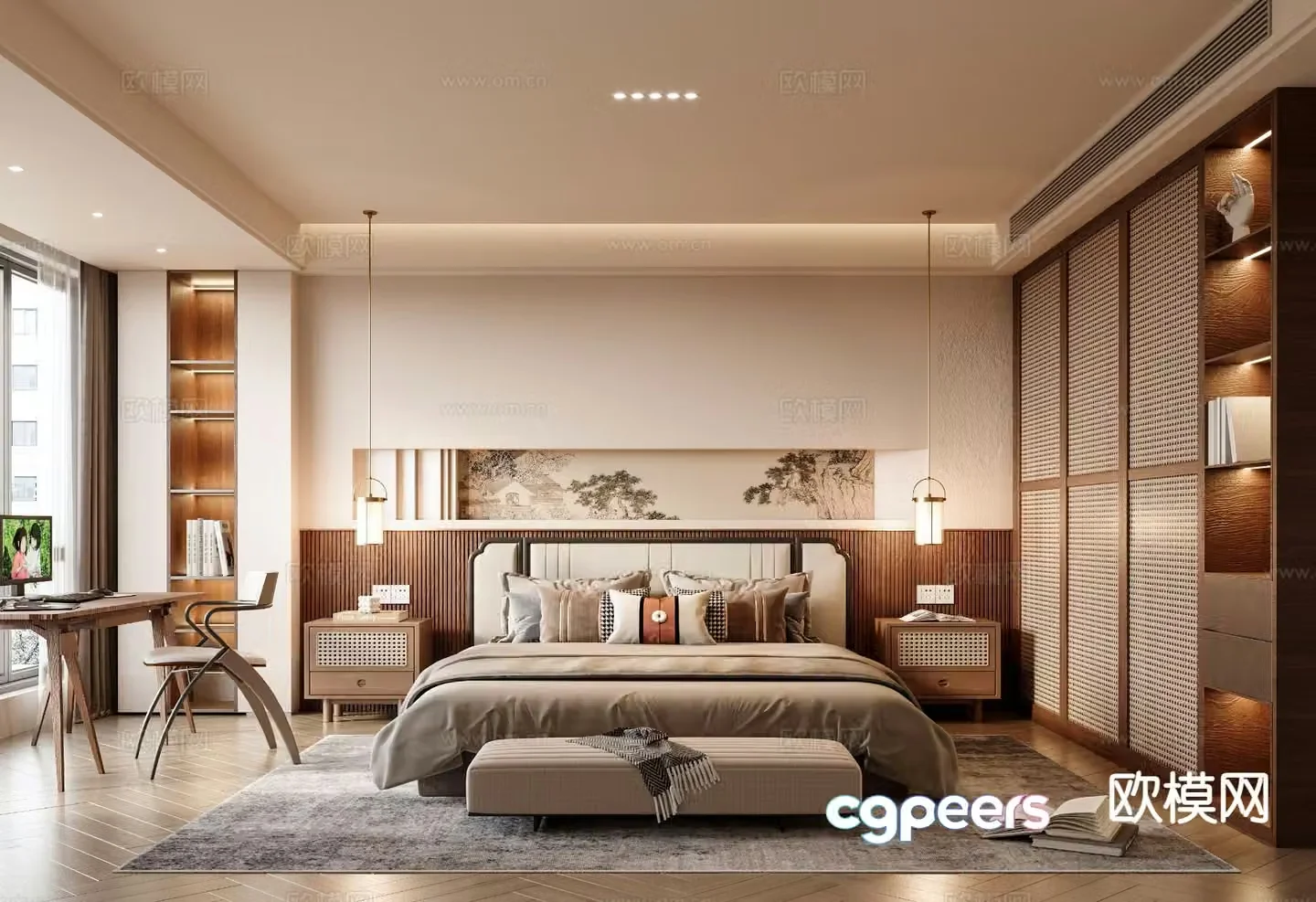 New Chinese style bedroom master bedroom 3d model
