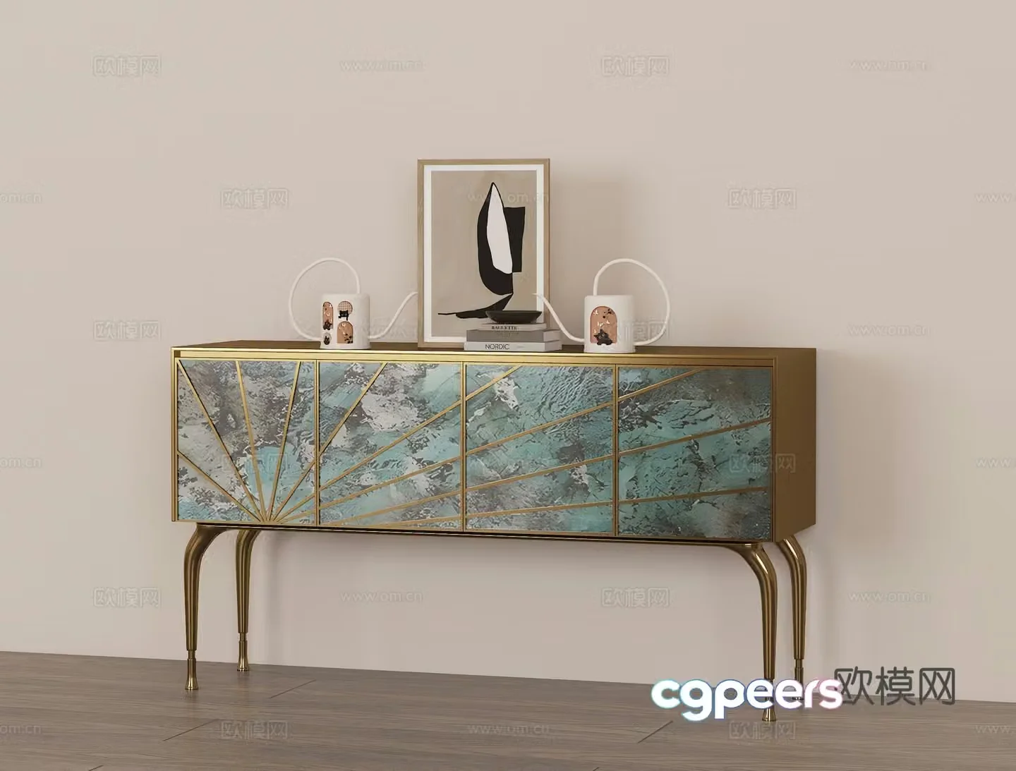 Modern light luxury end view cabinet 3D model