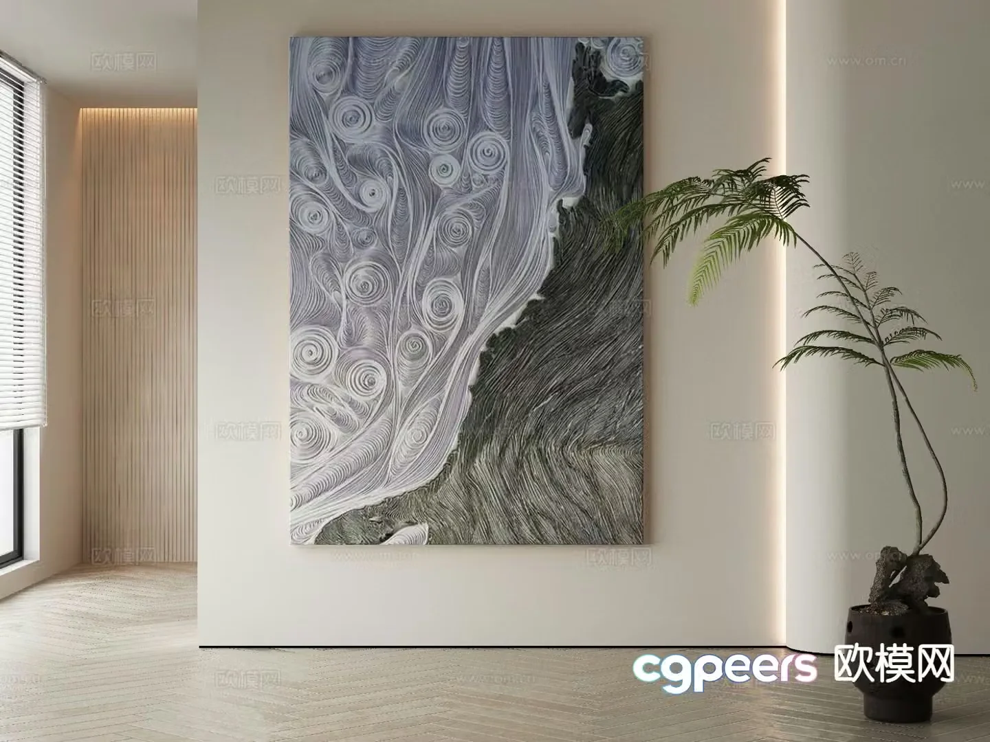 Modern decorative painting oil painting abstract painting 3d model