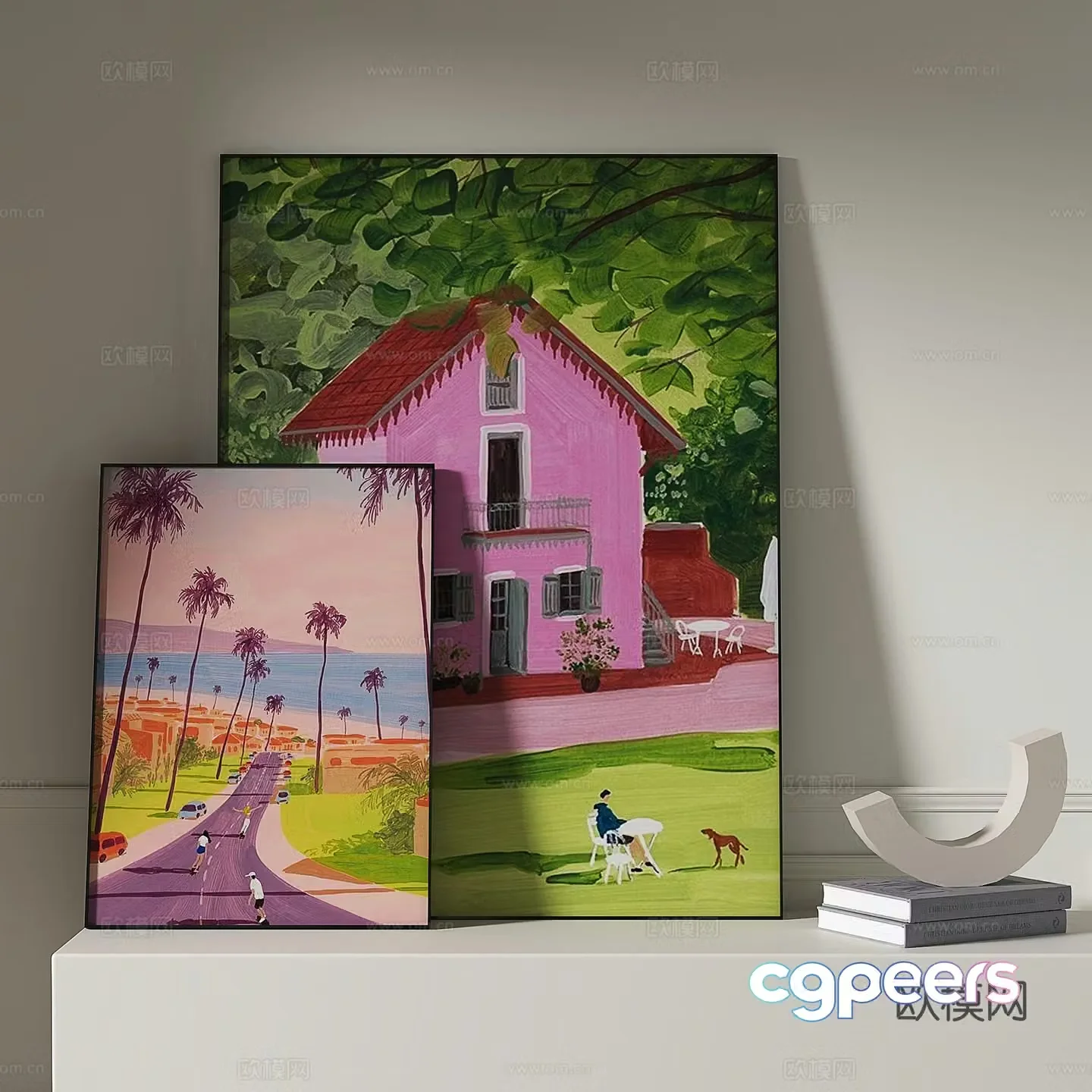 Modern cartoon painting decorative painting 3d model