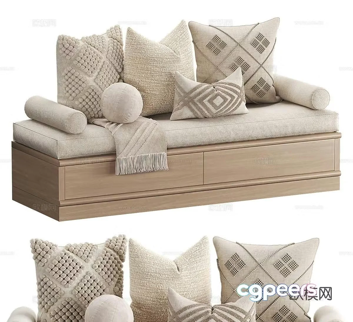 Modern bay window cushion sofa cushion 3d model