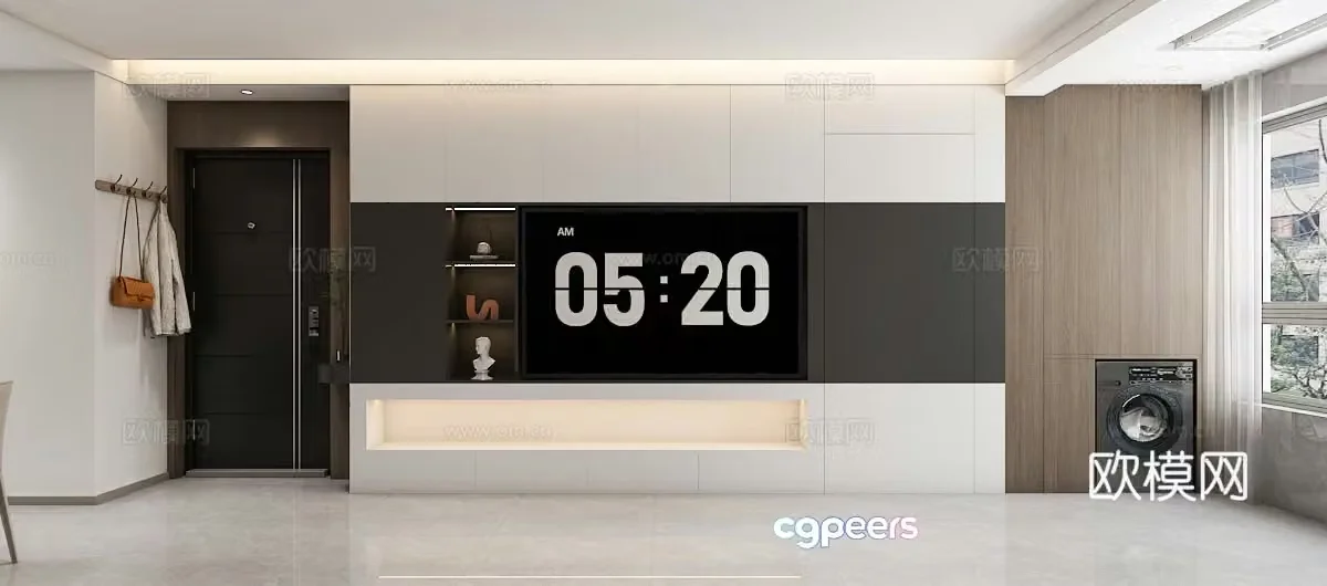 Modern minimalist living restaurant 3d model