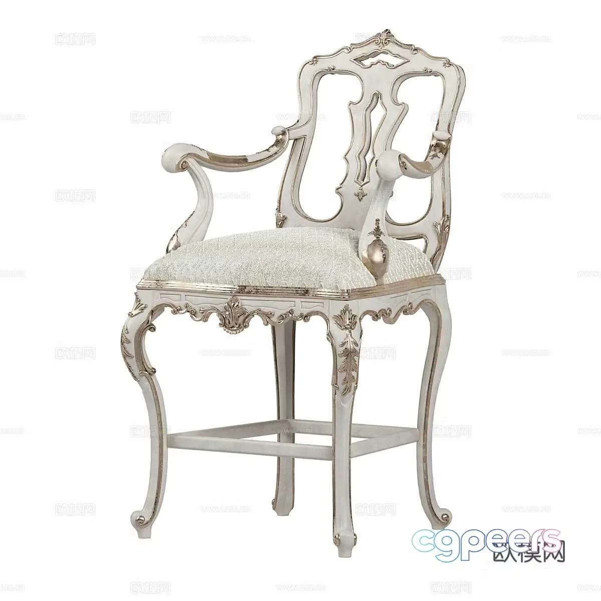 French simple light luxury bar chair Bar chair Simple chair Light luxury chair Bar stool 3D model