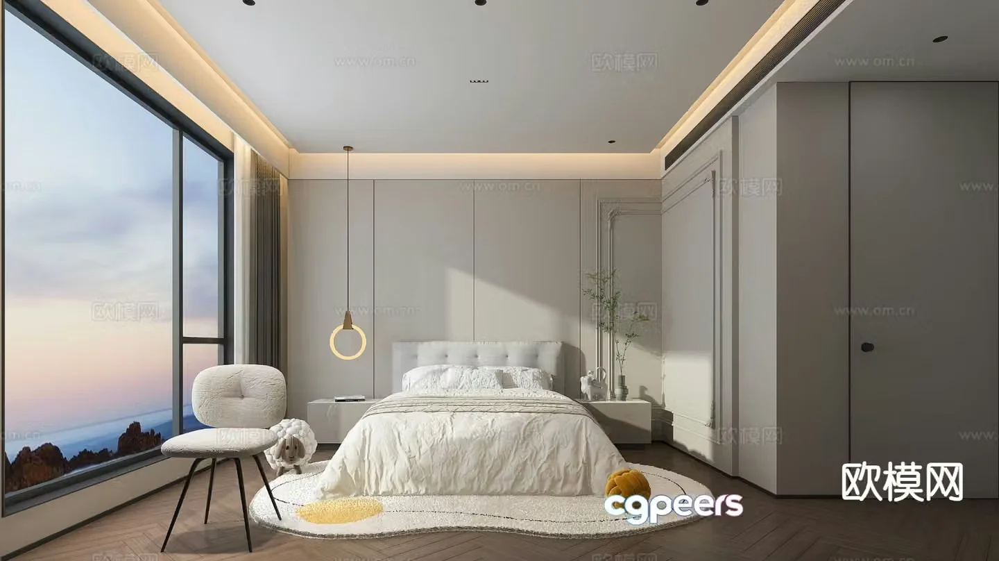 Modern bedroom second bedroom girls room 3d model