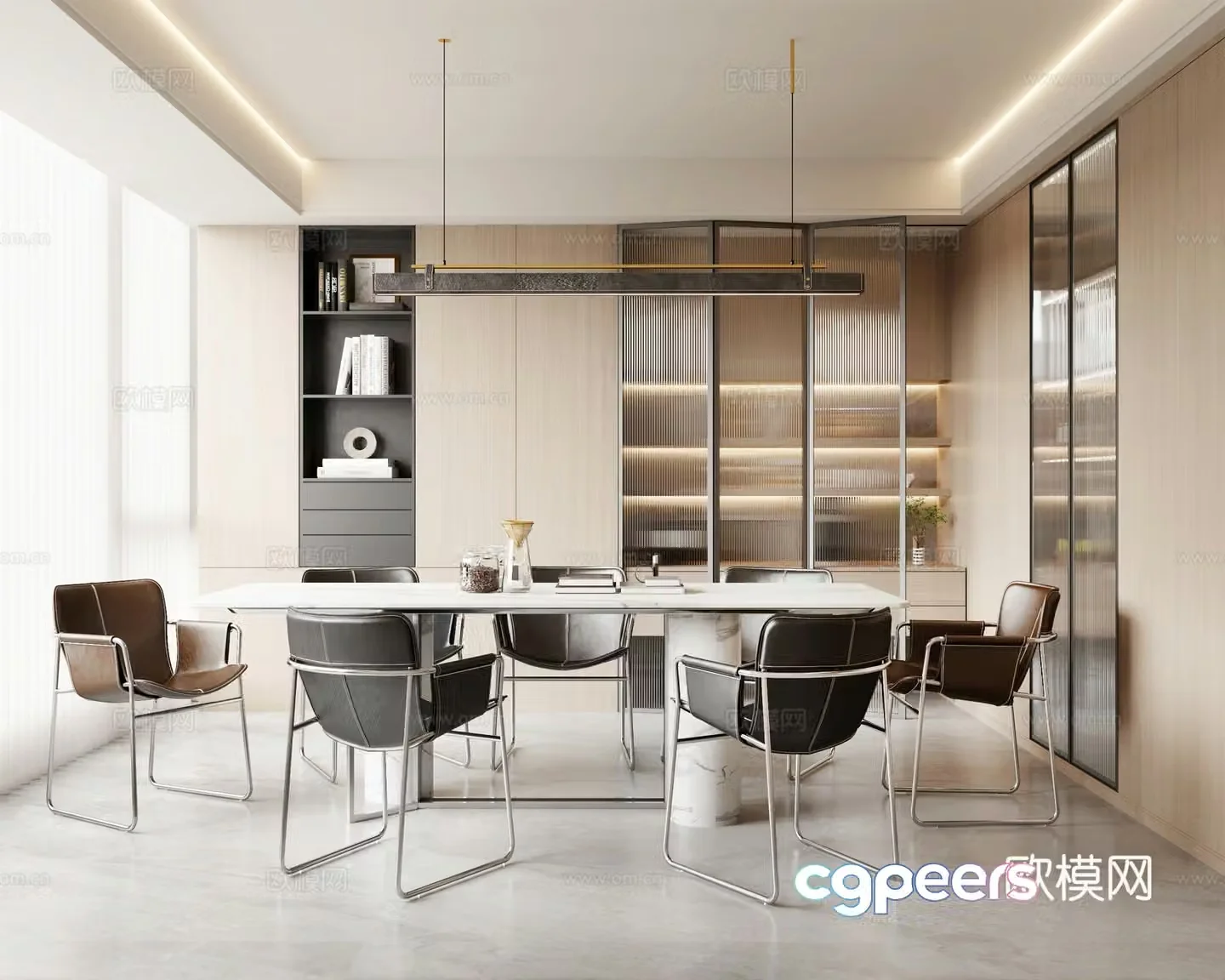 Modern minimalist restaurant 3d model
