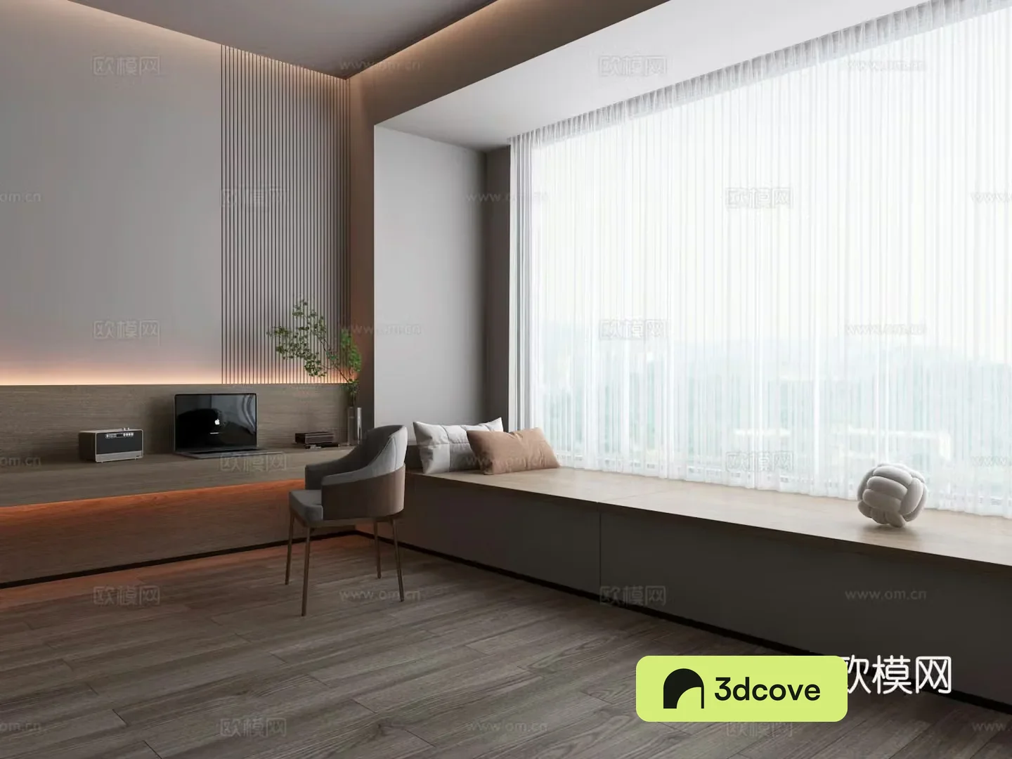 Balancing window writing desk chair dream curtain
