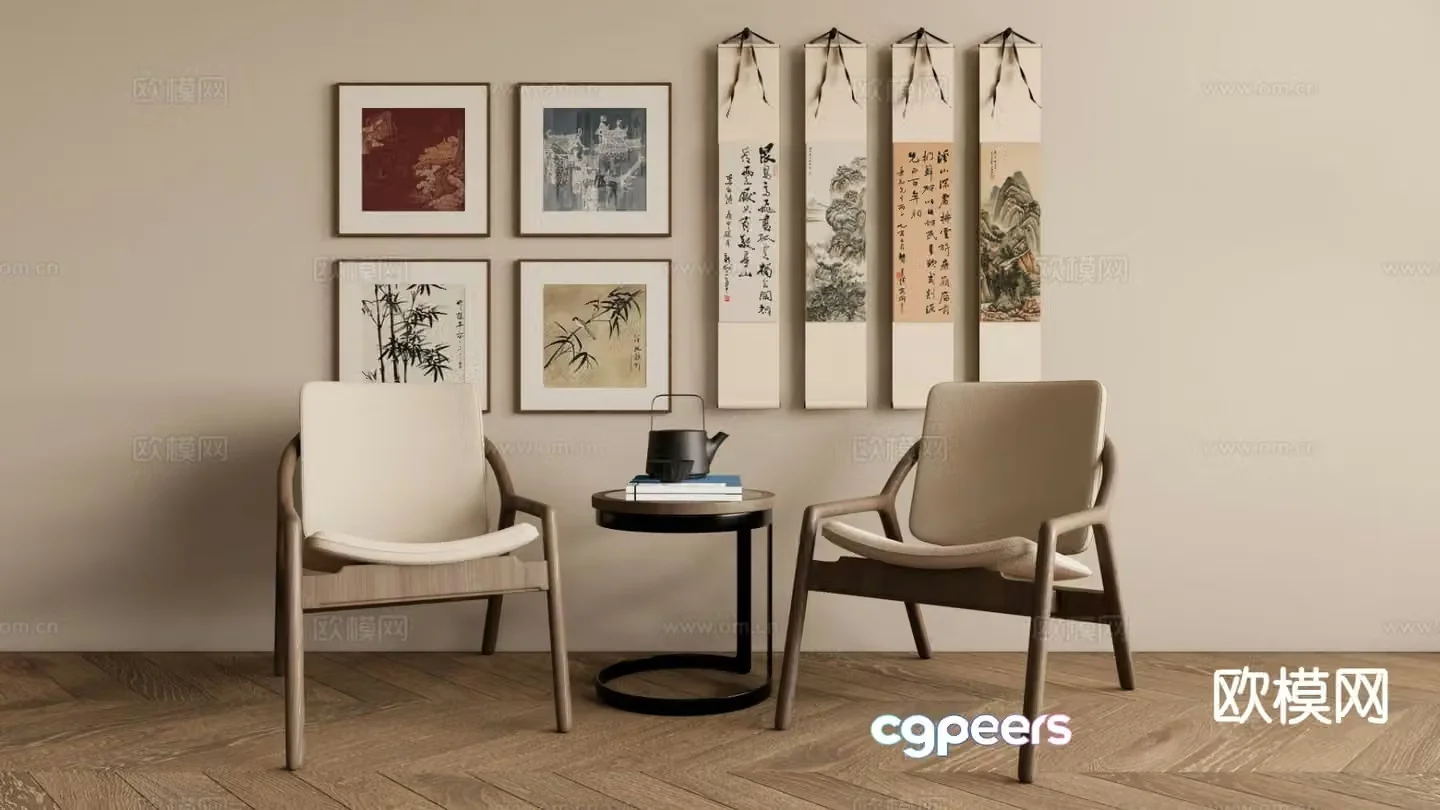 New Chinese style chair leisure chair 3d model