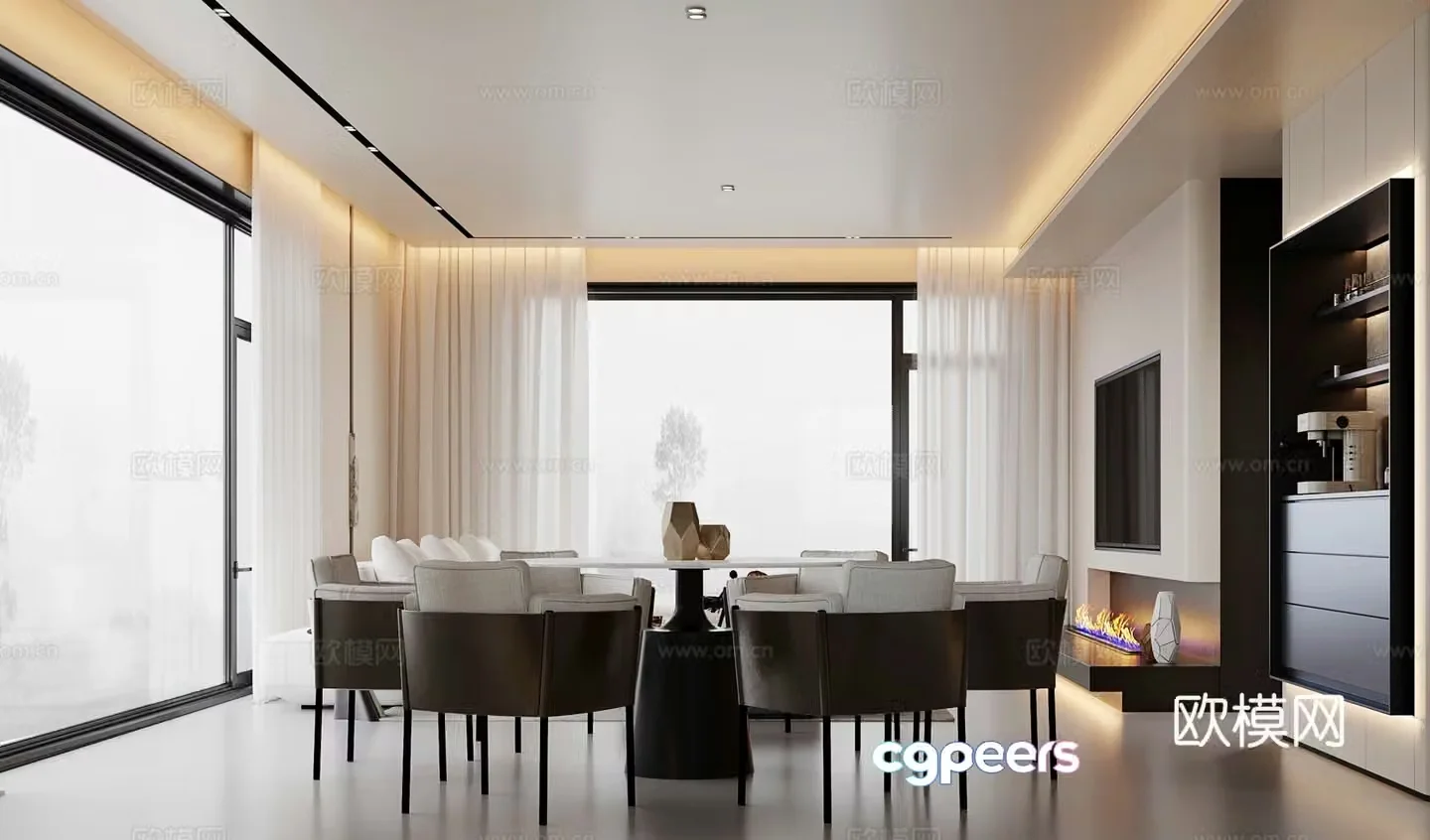 Modern guest restaurant 3d model