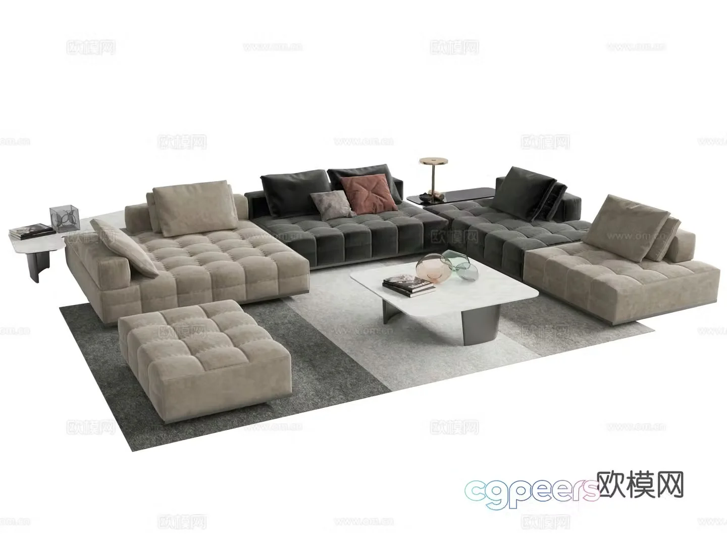 Simple European style sofa group 3D model 3D model