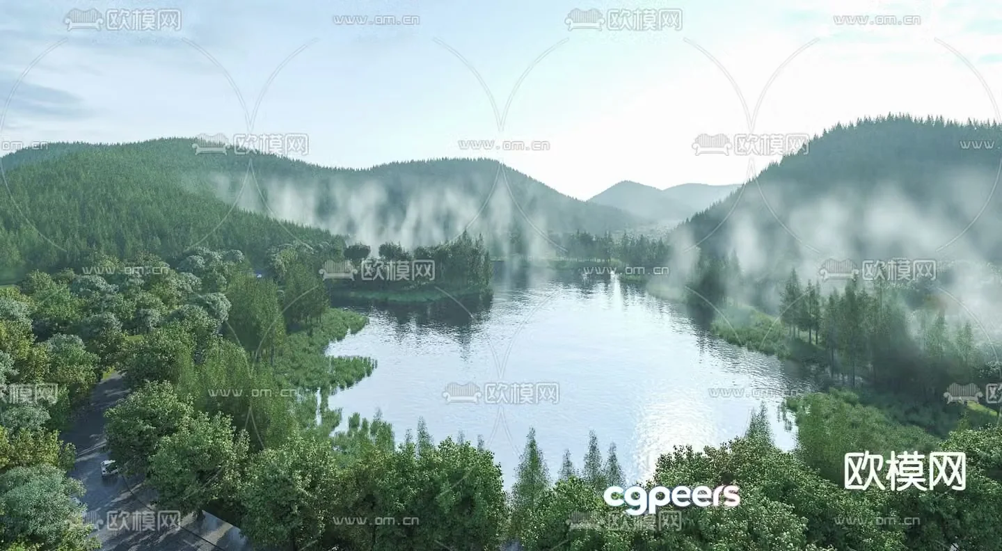 Garden landscape waterfront landscape 3d model
