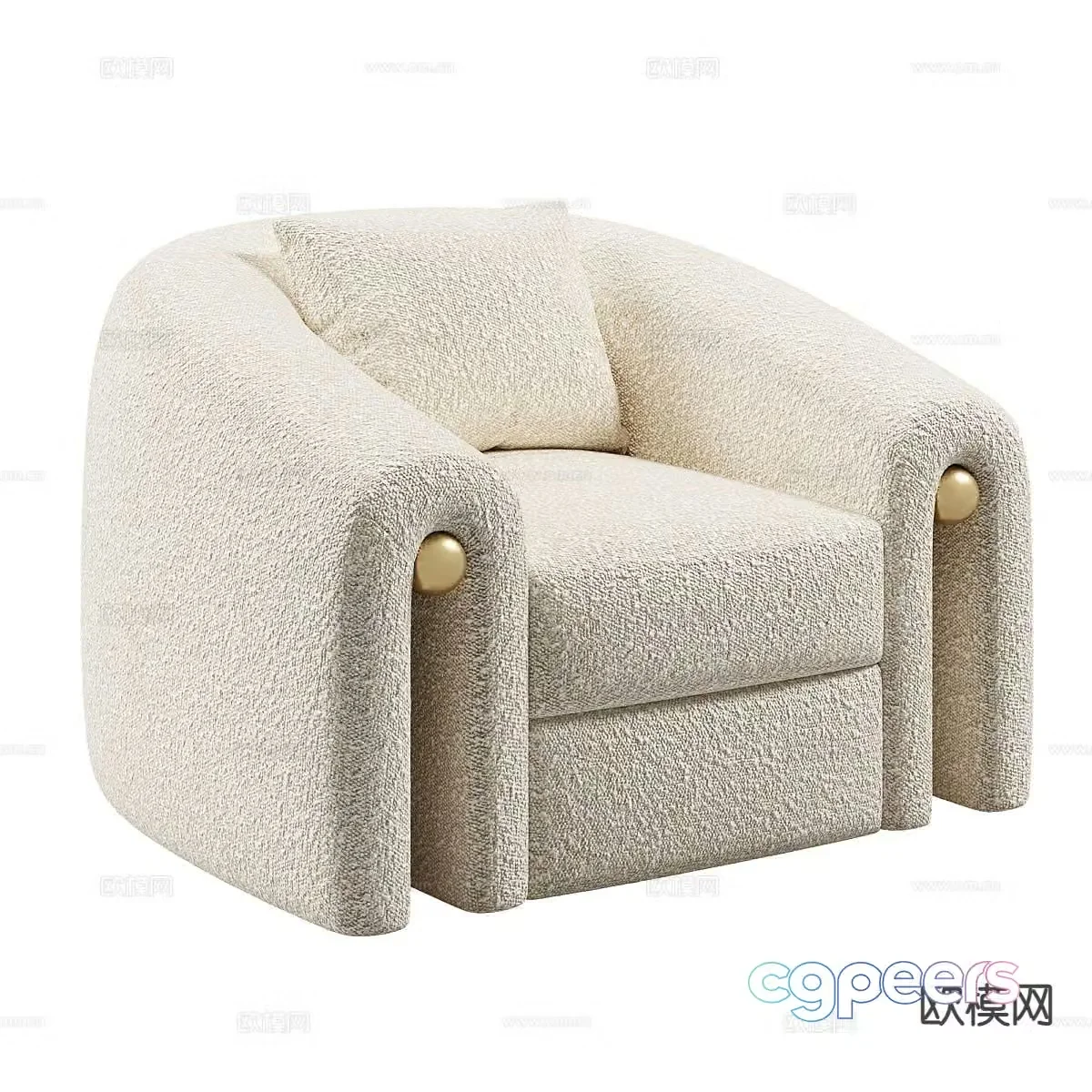 Cream style sofa single sofa leisure sofa 3d model