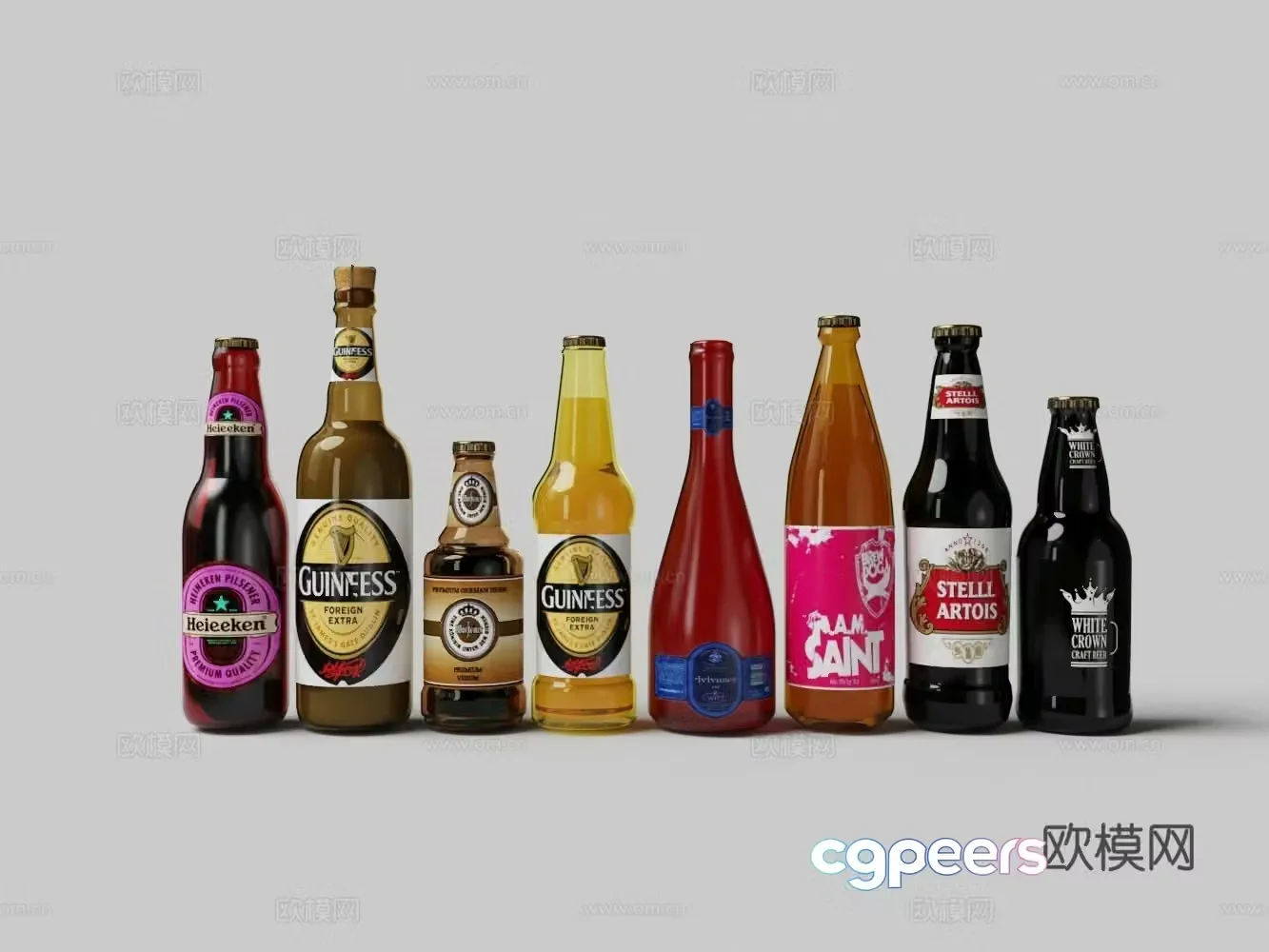 Modern wine bottle drink 3d model