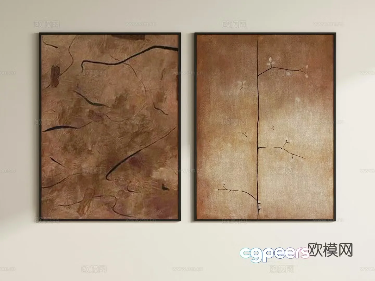 Middle-aged decorative paintings hanging paintings abstract paintings 3D model