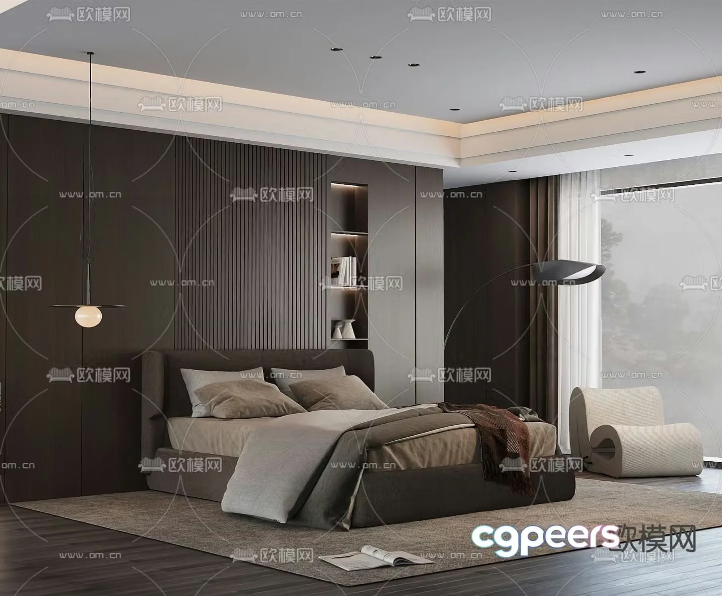 Italian double bed 3d model