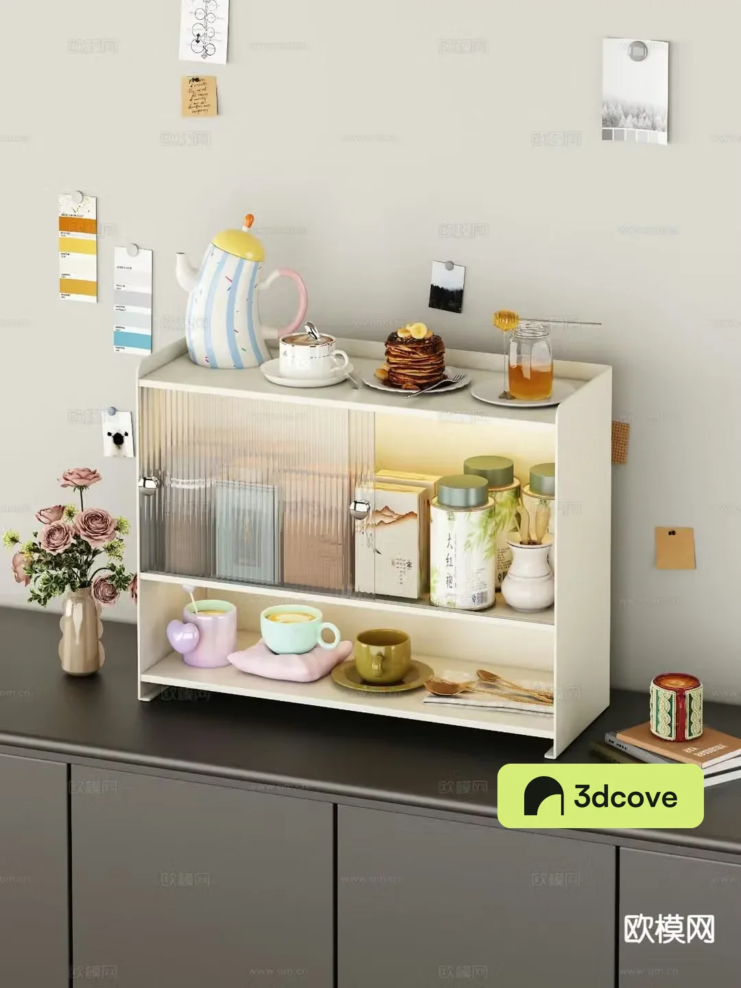 Modern tea cabinet cup tea set