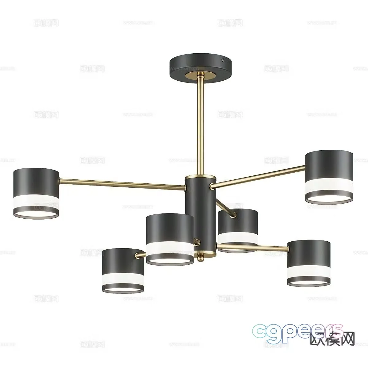 Modern multi-head chandelier 3d model