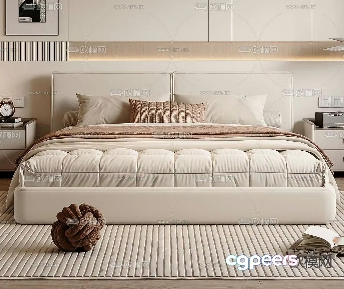 Modern double bed 3d model