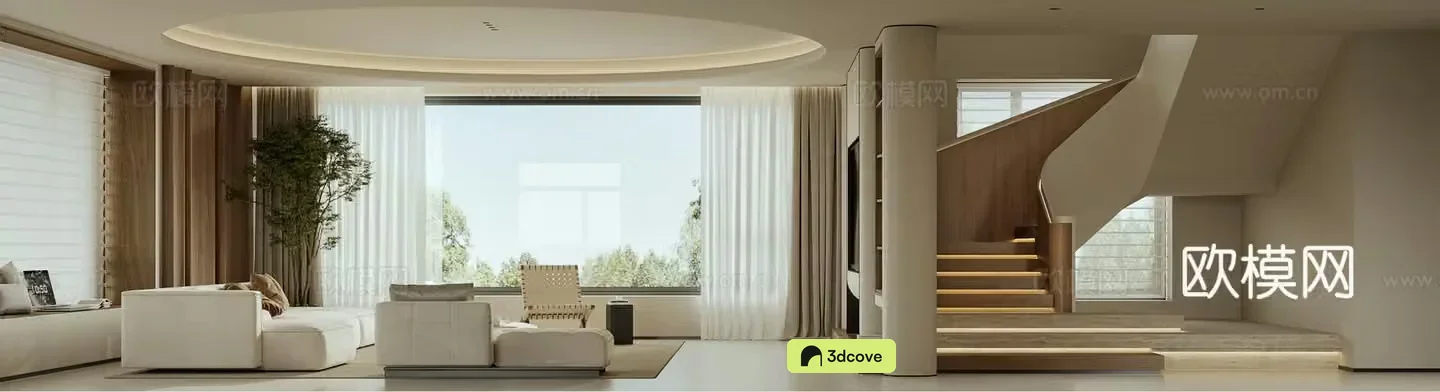 Modern Wasabi Villa Living Room 3D Model