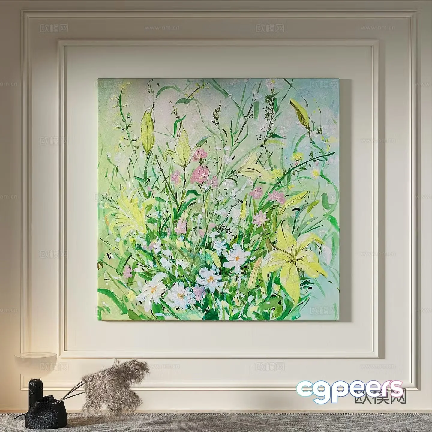 Modern creamy style simple texture abstract light luxury wasabi three-dimensional decorative painting 3d model