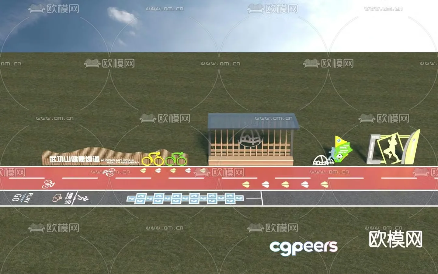 Modern road landscape sports sketch 3d model