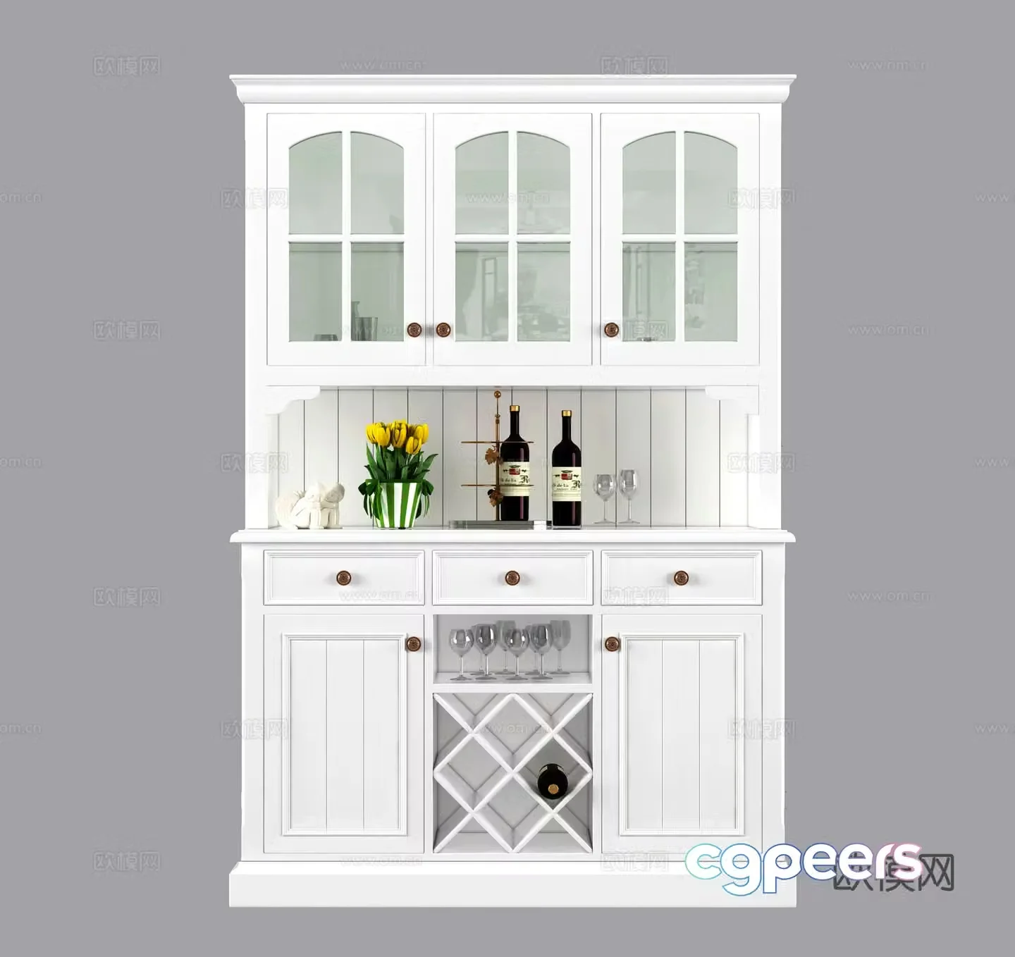 Simple European European style pastoral sideboard wine cabinet red wine vase 3D model
