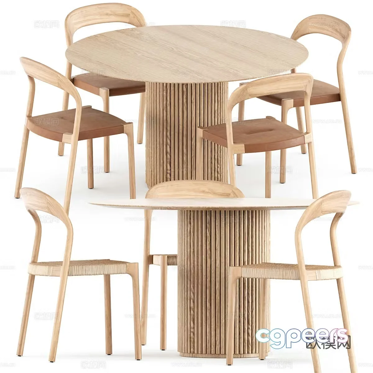 New Chinese dining table and chair 3D model